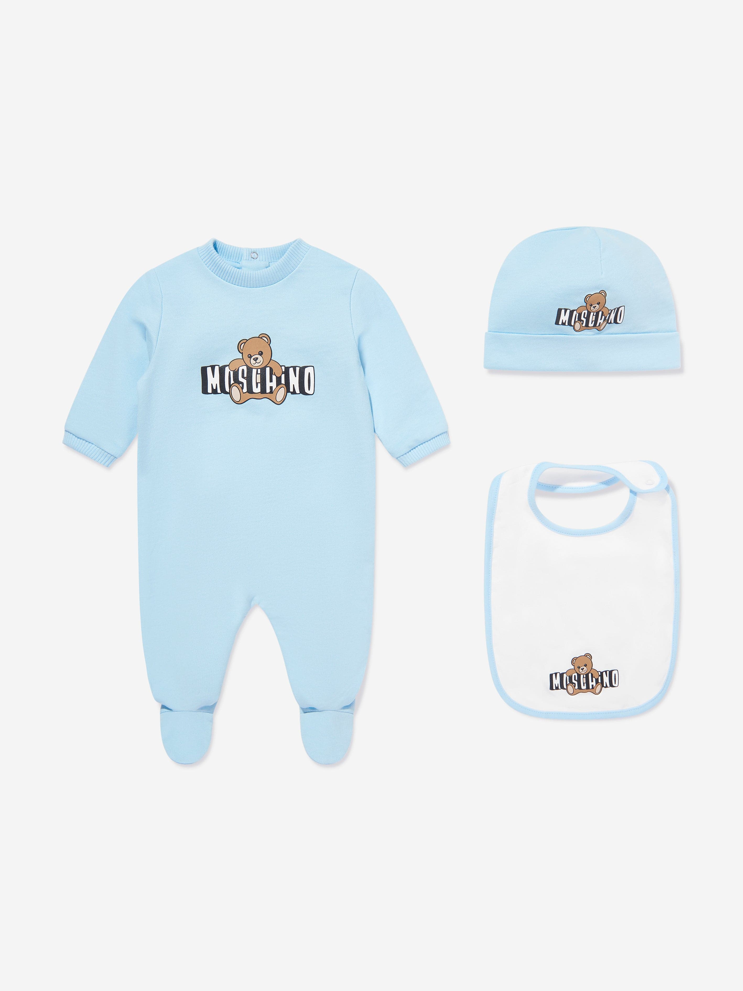 Moschino Baby Boys Teddy Bear Logo Babygrow Set in Blue