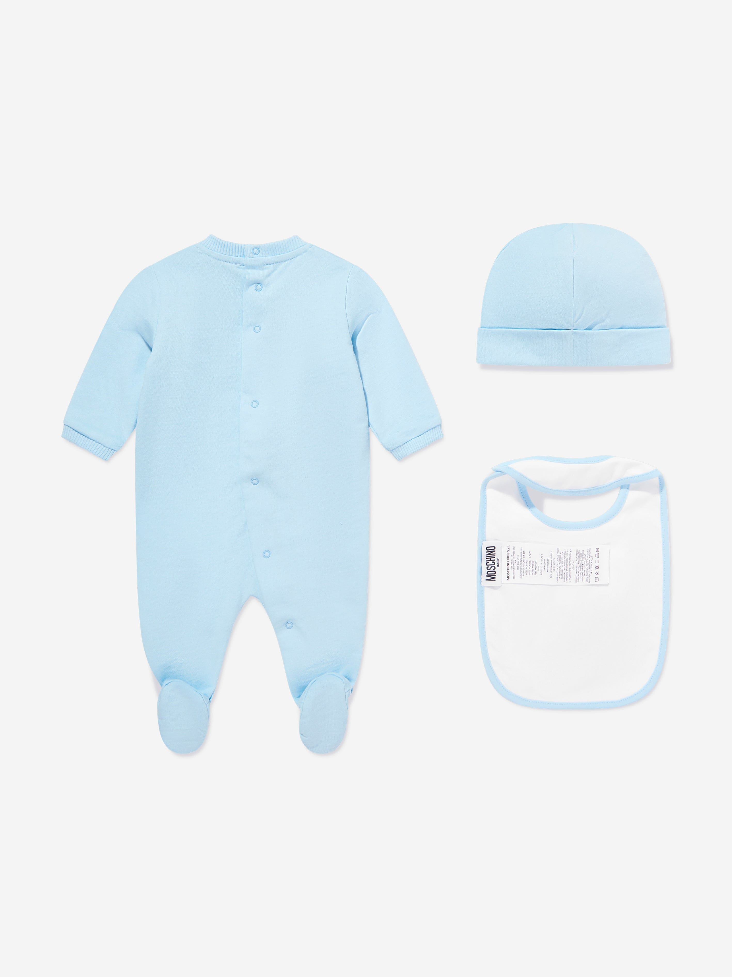 Moschino Baby Boys Teddy Bear Logo Babygrow Set in Blue