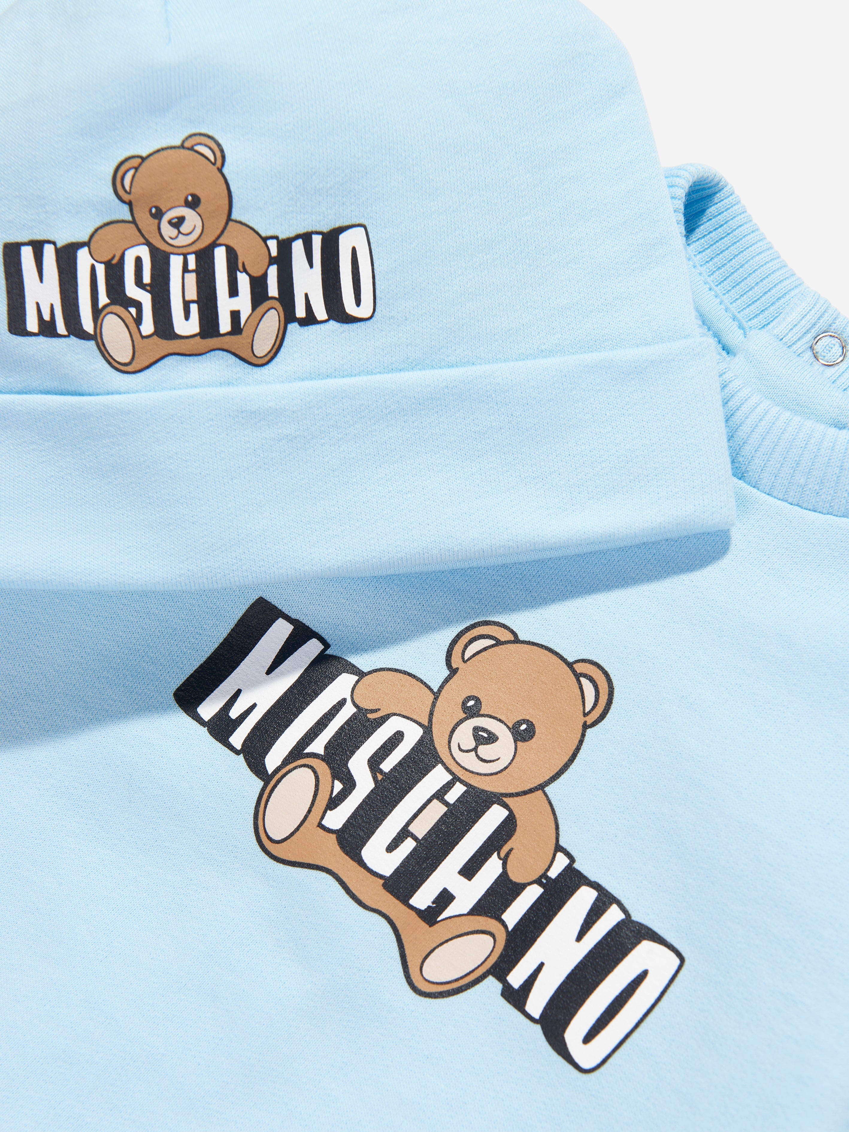 Moschino Baby Boys Teddy Bear Logo Babygrow Set in Blue