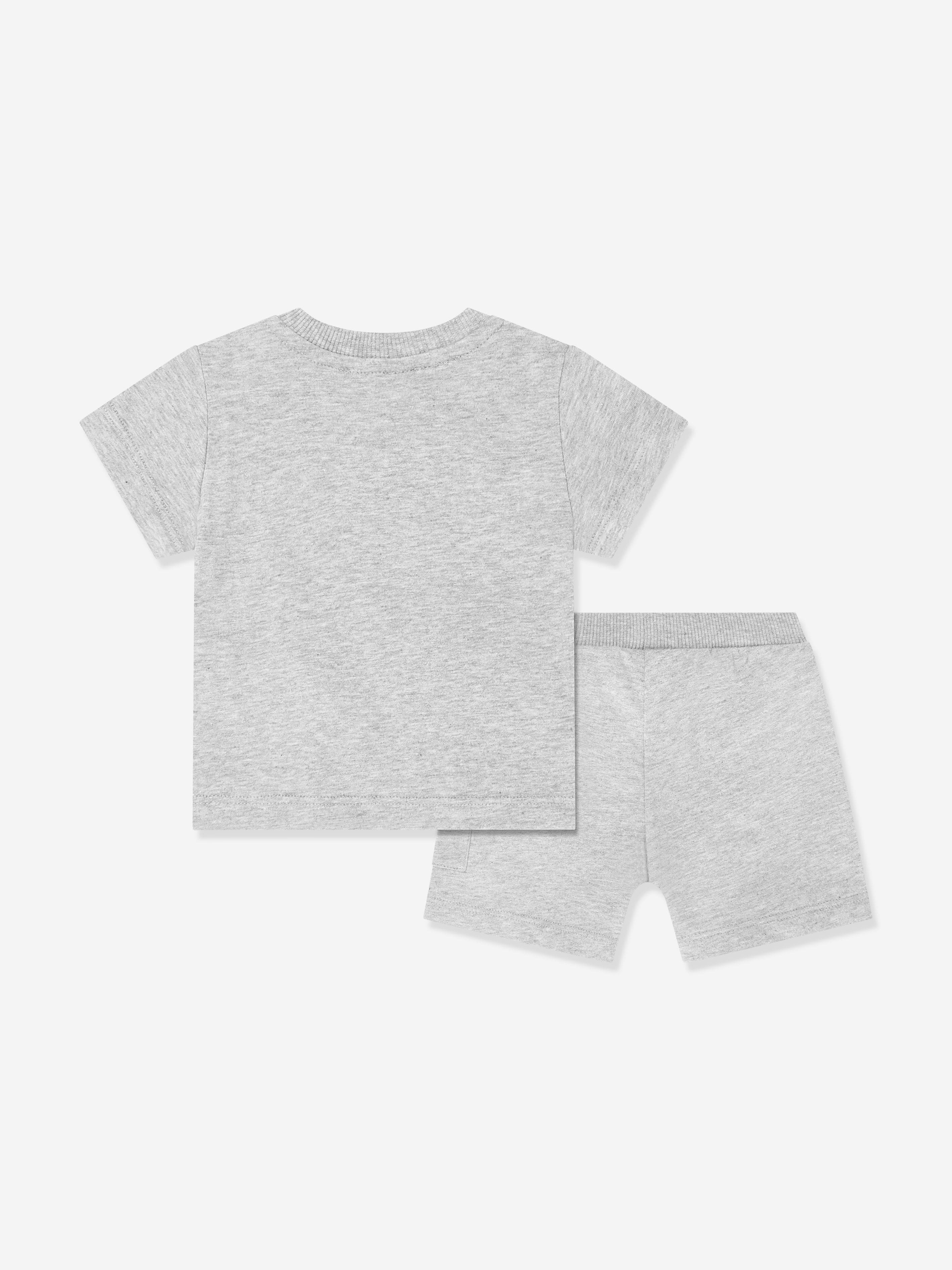 Moschino Baby Teddy Bear Logo Short Set in Grey