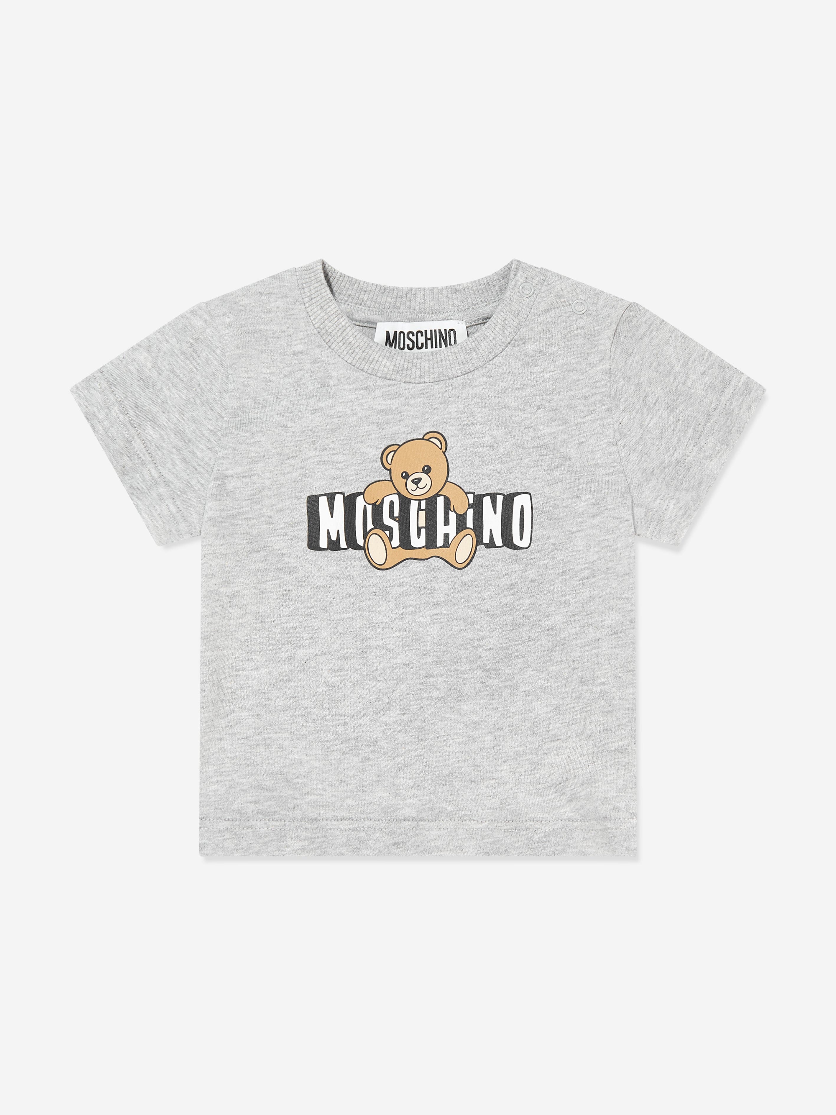 Moschino Baby Teddy Bear Logo Short Set in Grey