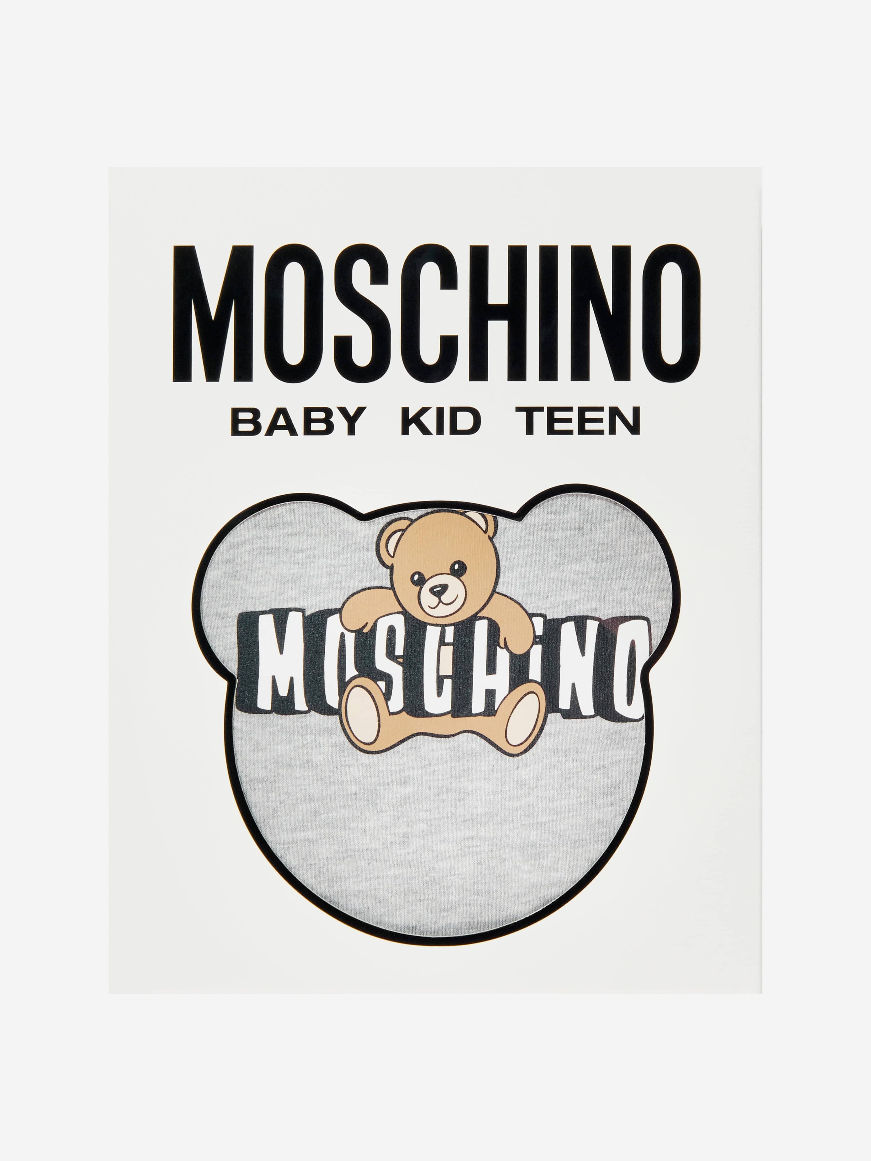 Moschino Baby Teddy Bear Logo Short Set in Grey