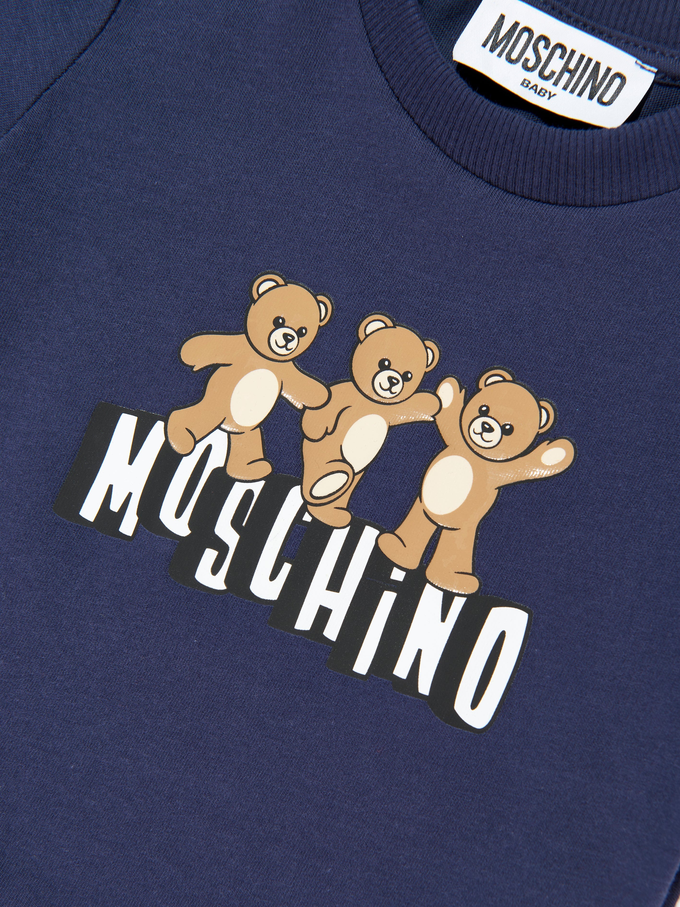 Moschino Baby Teddy Bear Logo T-Shirt in Navy