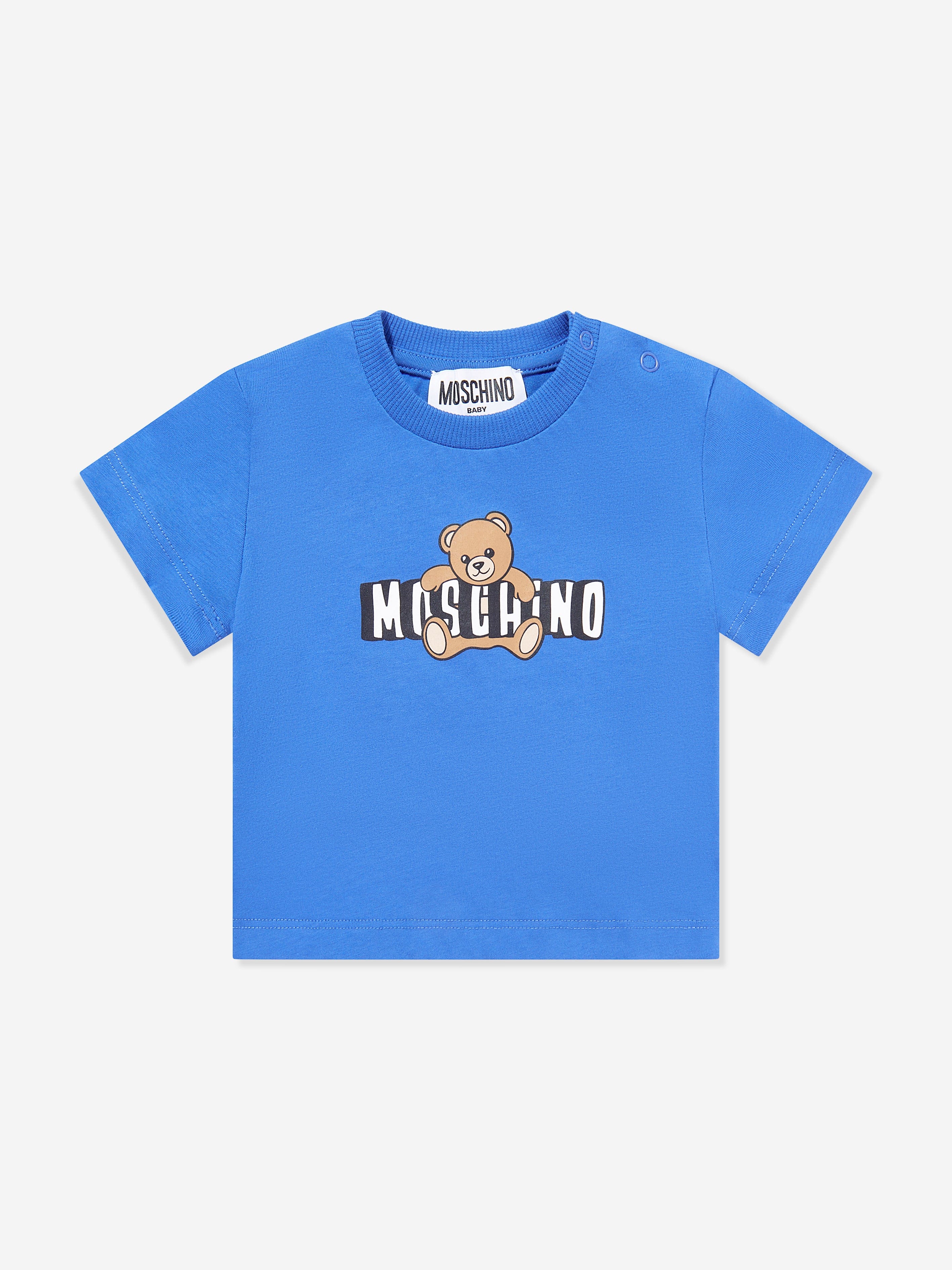 Moschino Baby Boys Teddy Bear Logo T-Shirt in Blue