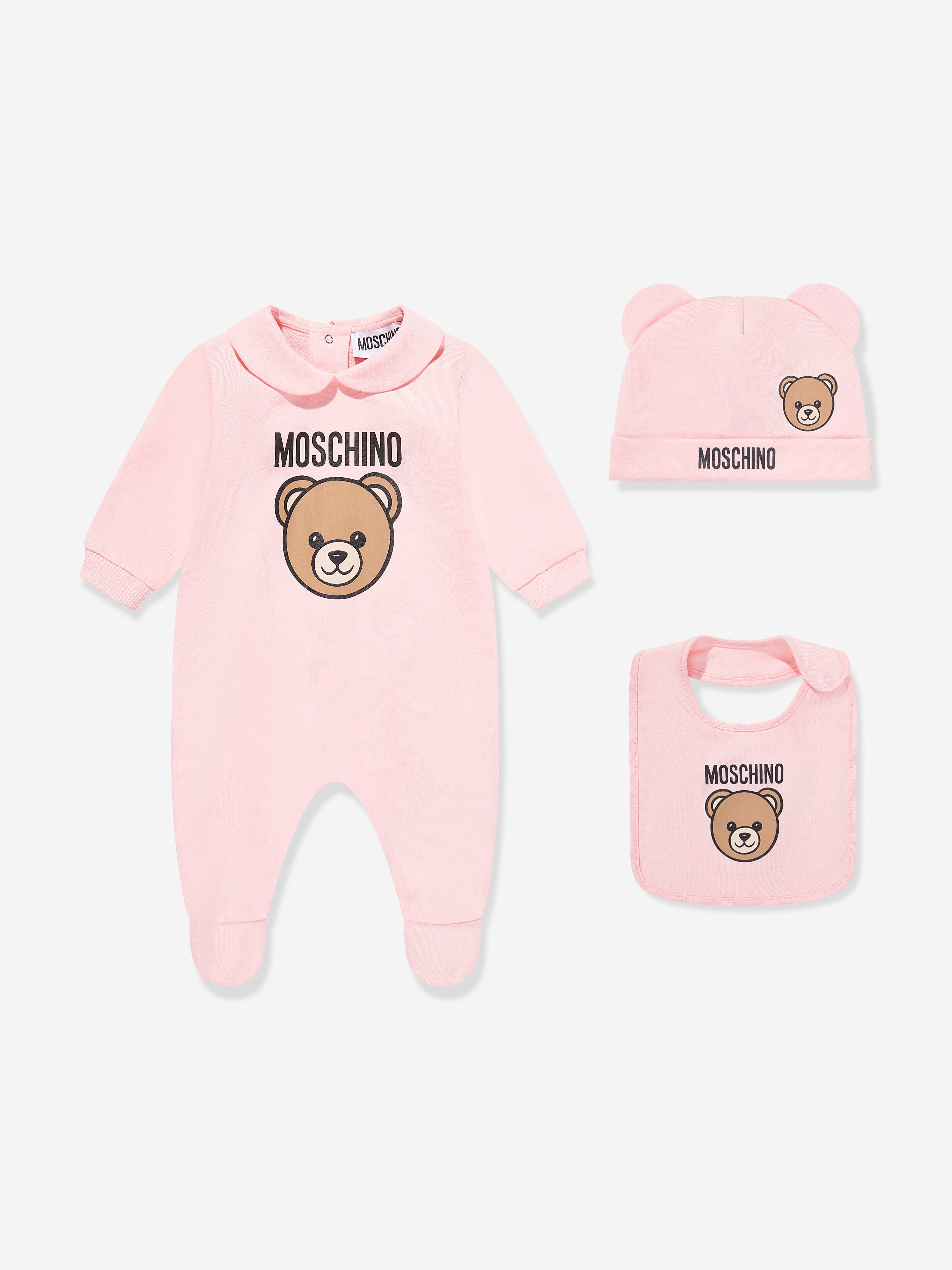Moschino Baby Girls Bear Logo babygrow Set in Pink