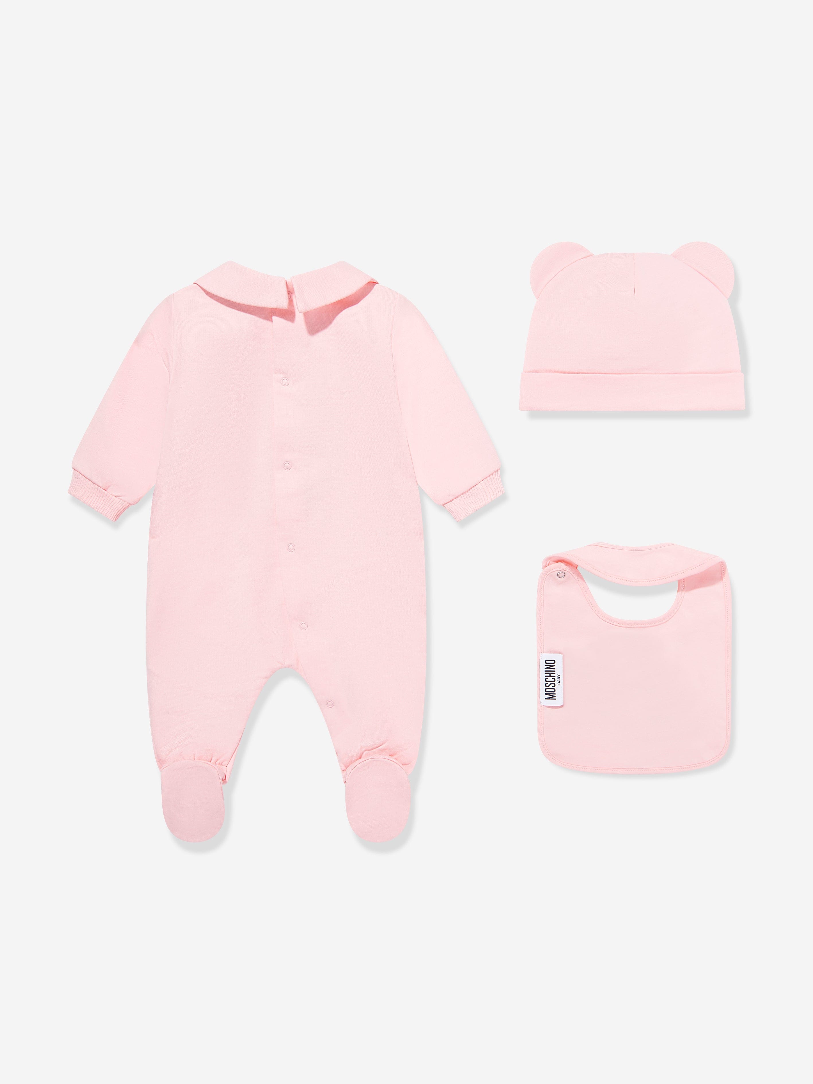 Moschino Baby Girls Bear Logo babygrow Set in Pink