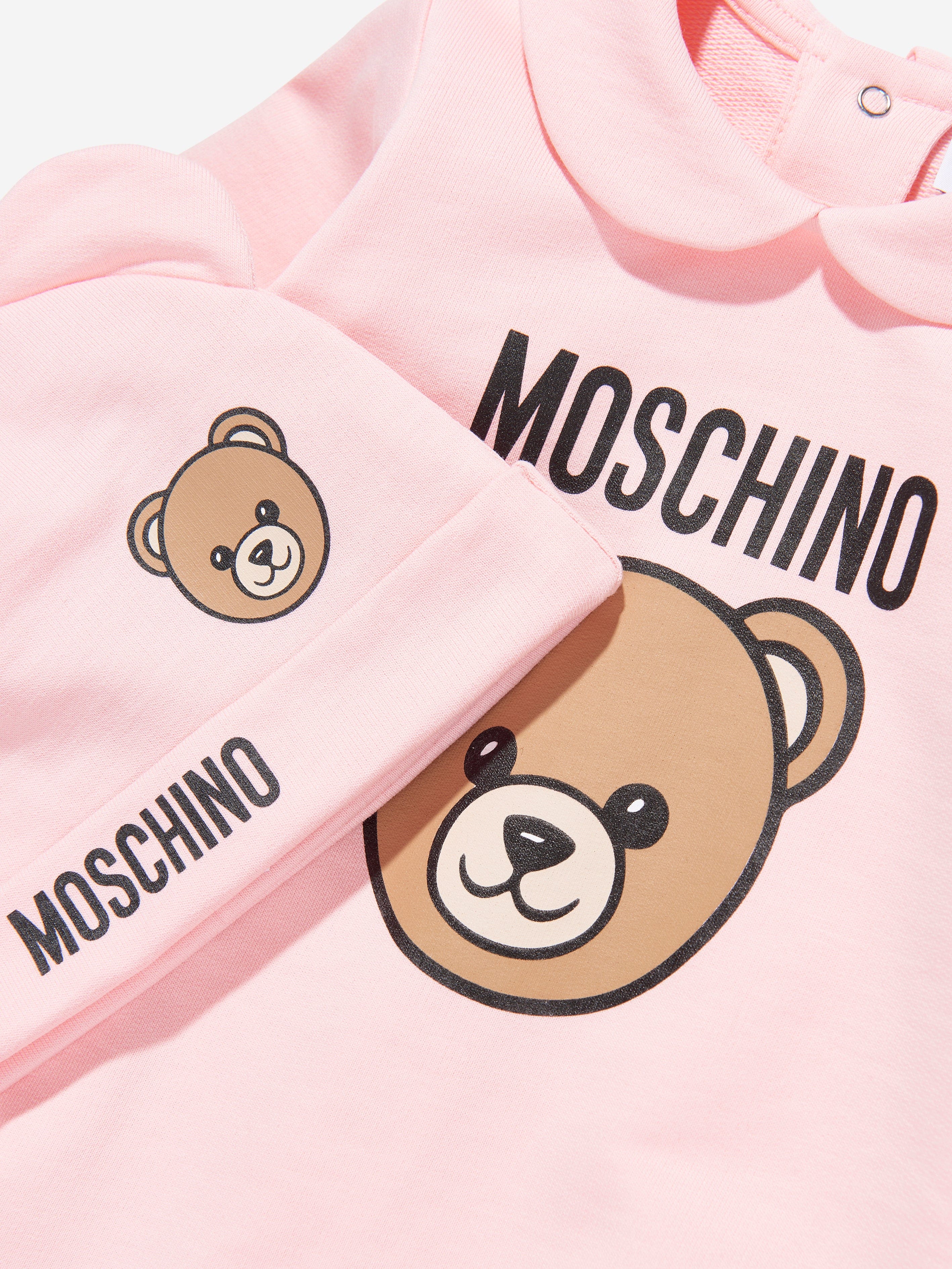 Moschino Baby Girls Bear Logo babygrow Set in Pink