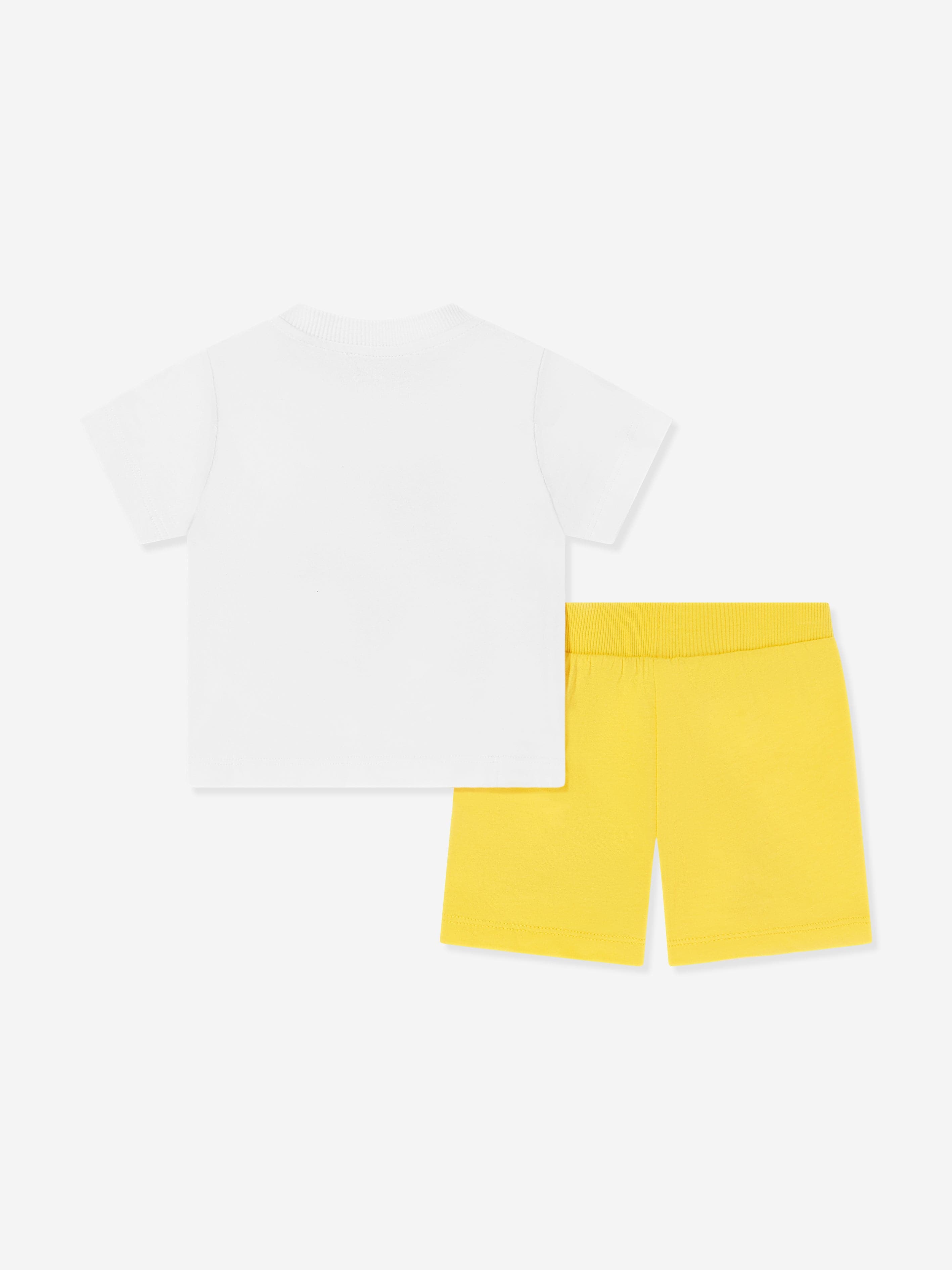 Moschino Baby Teddy Bear Logo Short Set in Yellow
