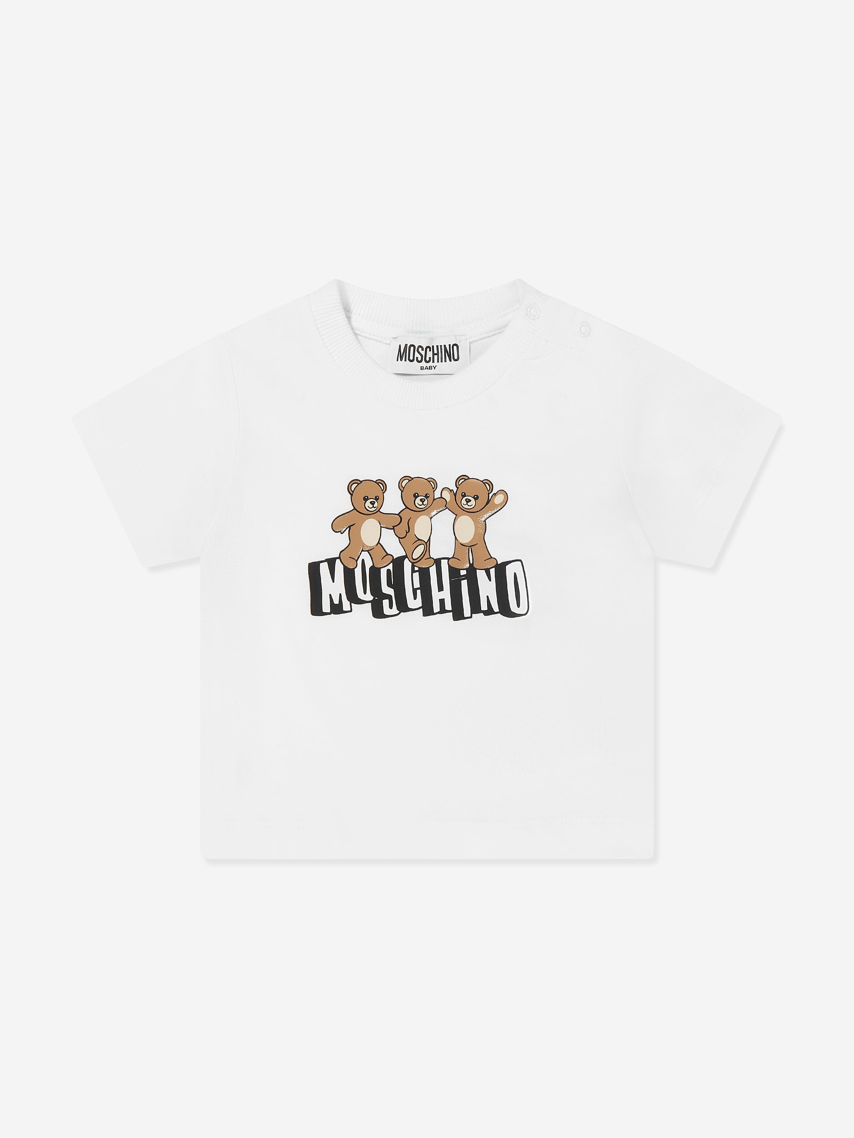 Moschino Baby Teddy Bear Logo Short Set in Yellow
