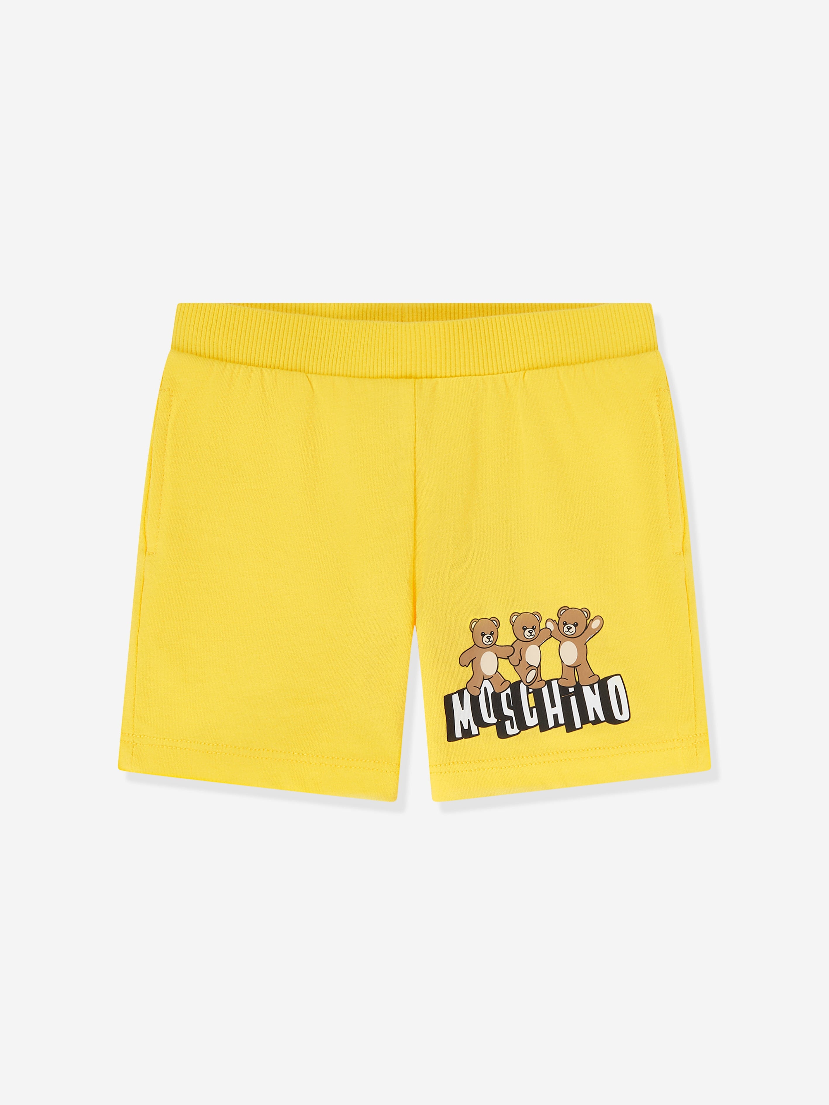 Moschino Baby Teddy Bear Logo Short Set in Yellow