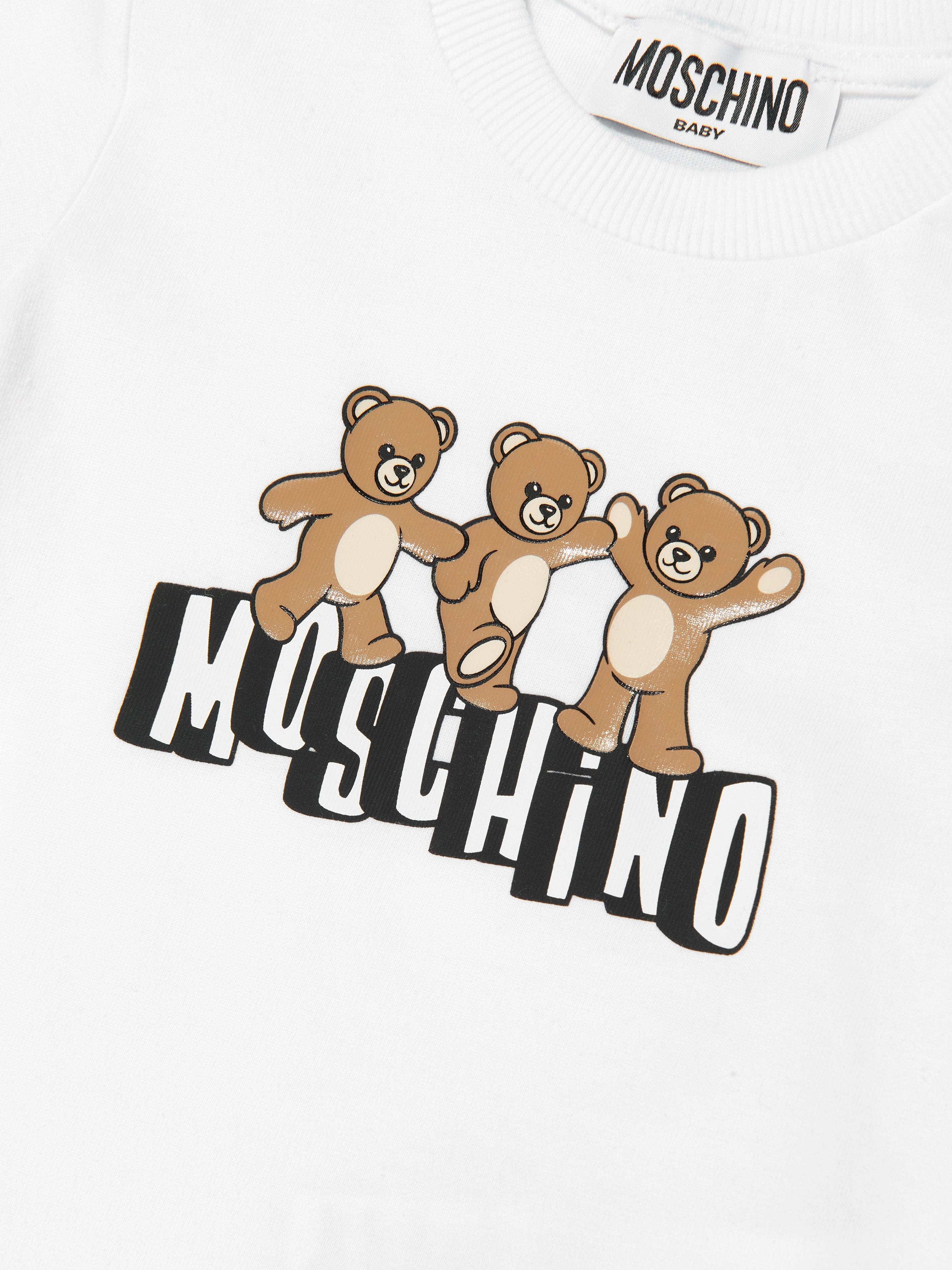 Moschino Baby Teddy Bear Logo Short Set in Yellow