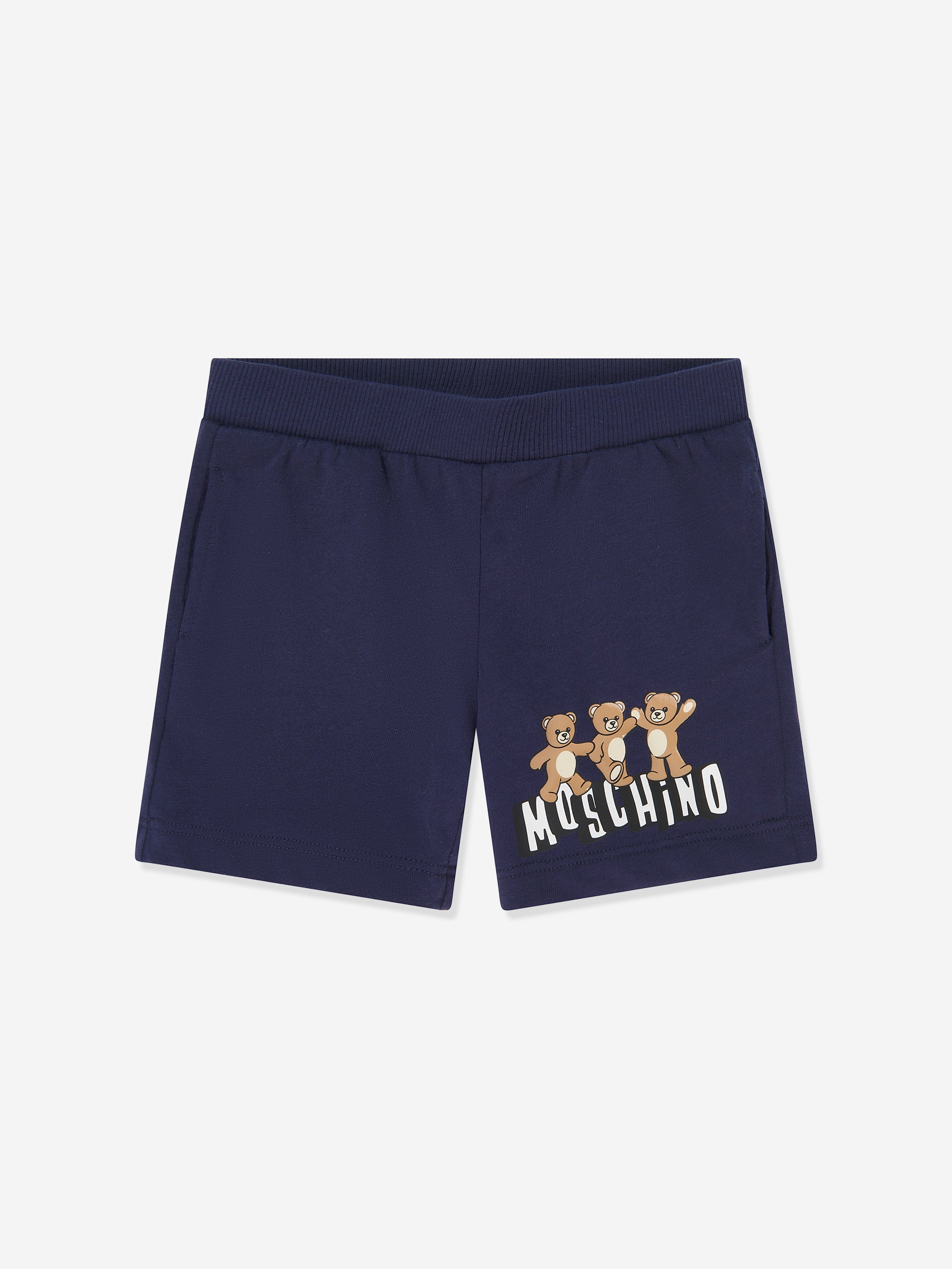 Moschino Baby Teddy Bear Logo Short Set in Navy