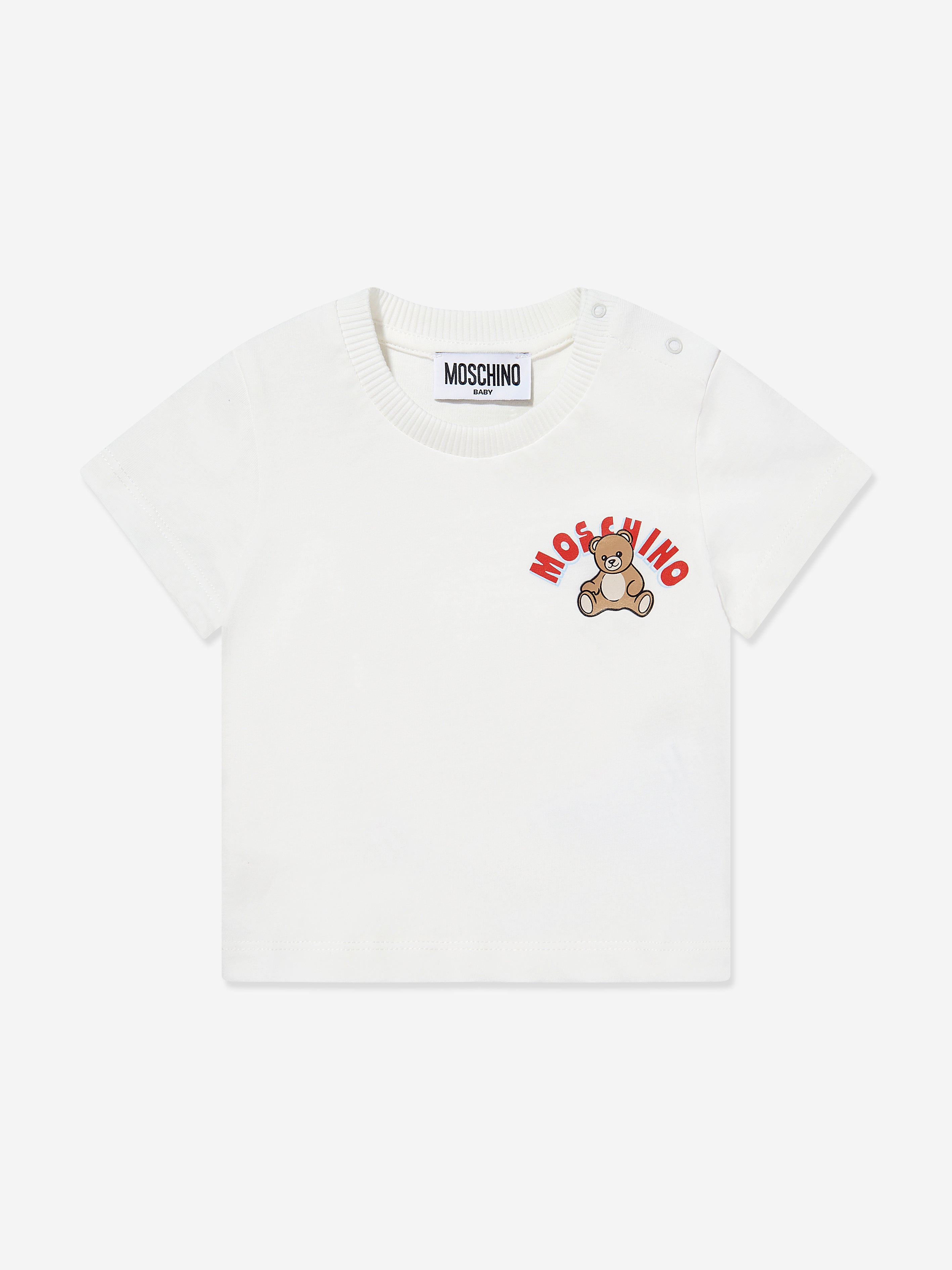 Moschino Baby Teddy Bear Logo T-Shirt in Ivory