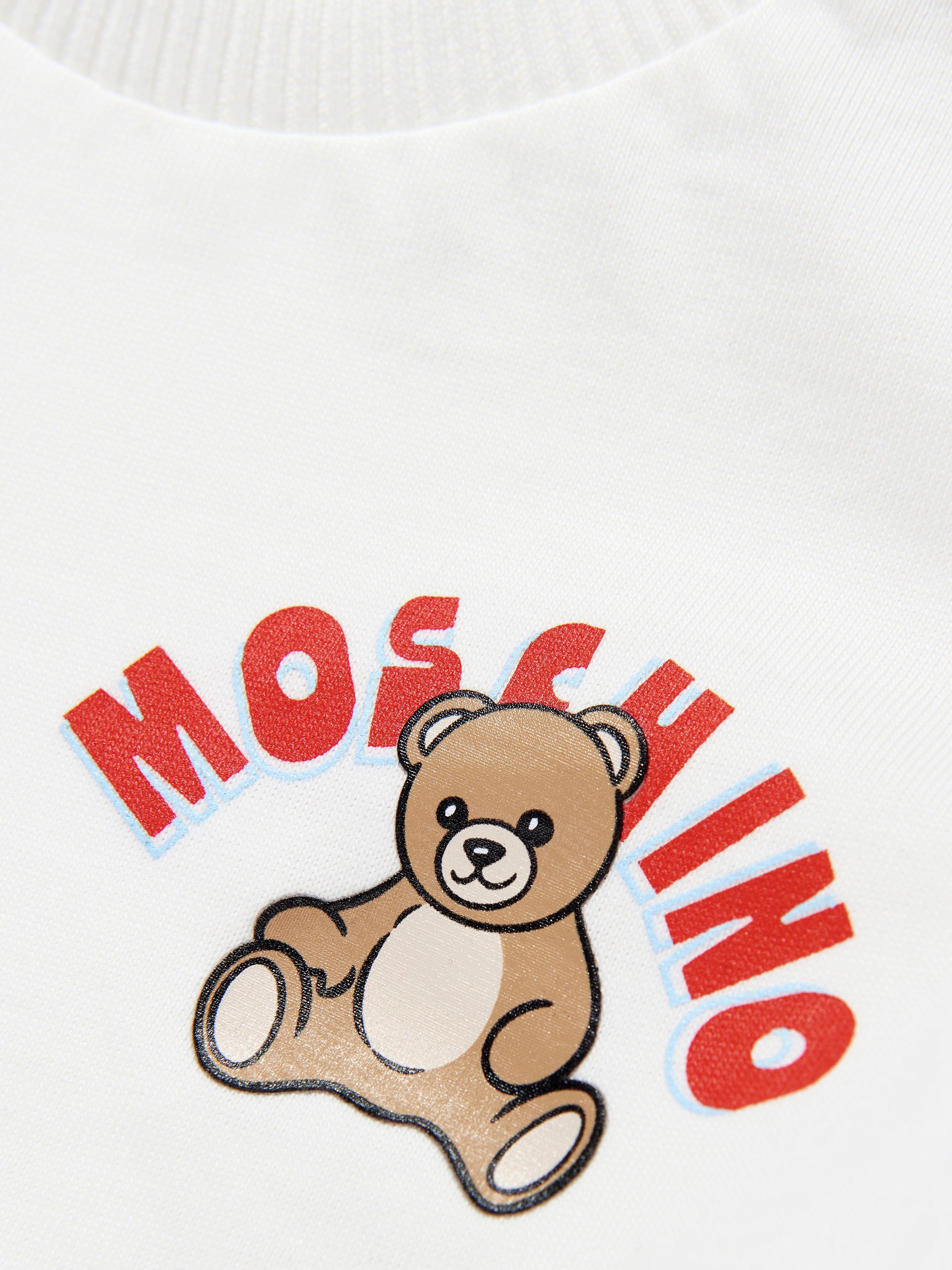 Moschino Baby Teddy Bear Logo T-Shirt in Ivory