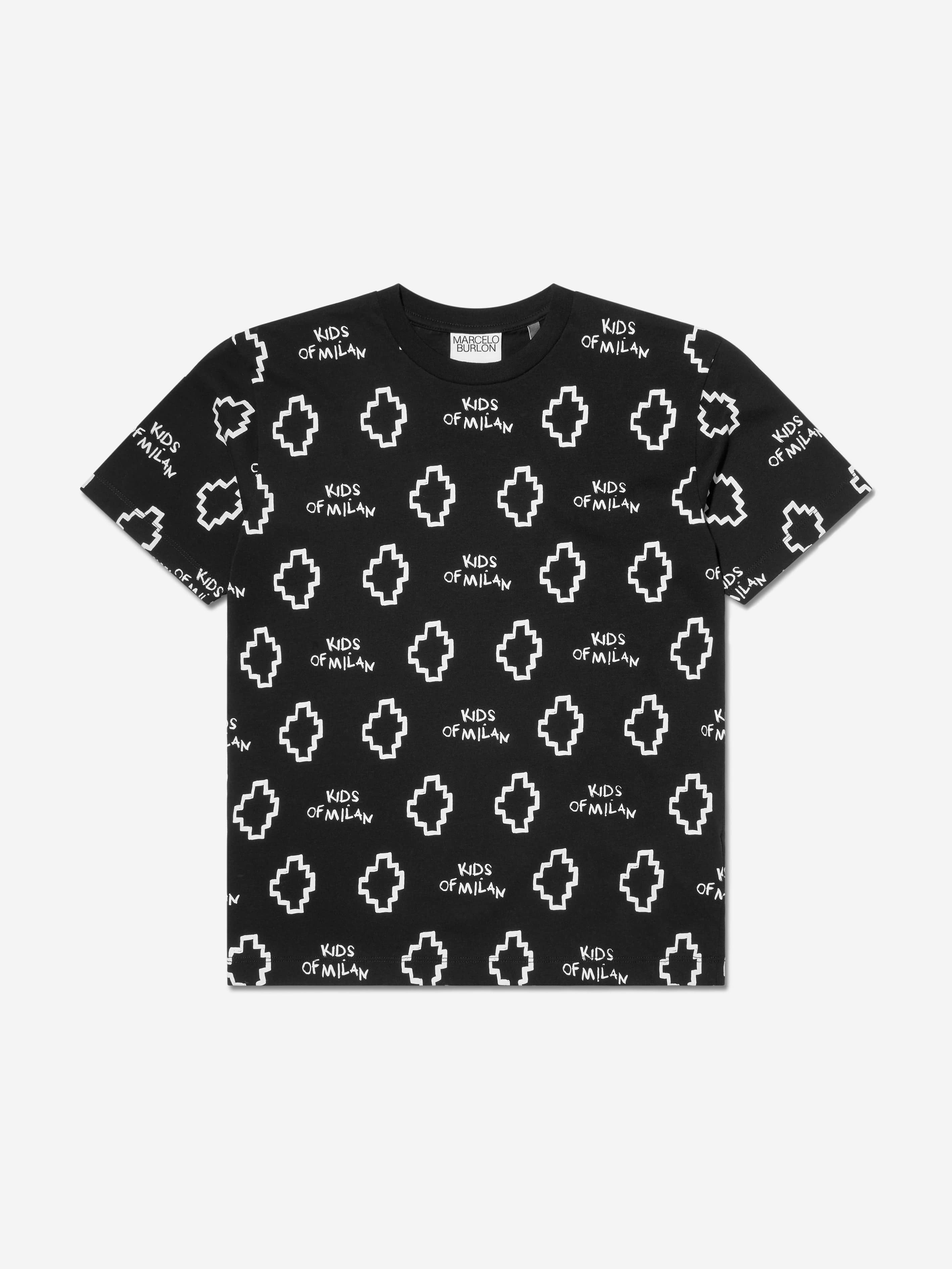 Marcelo Burlon Boys Cotton Short Sleeve Logo T-Shirt