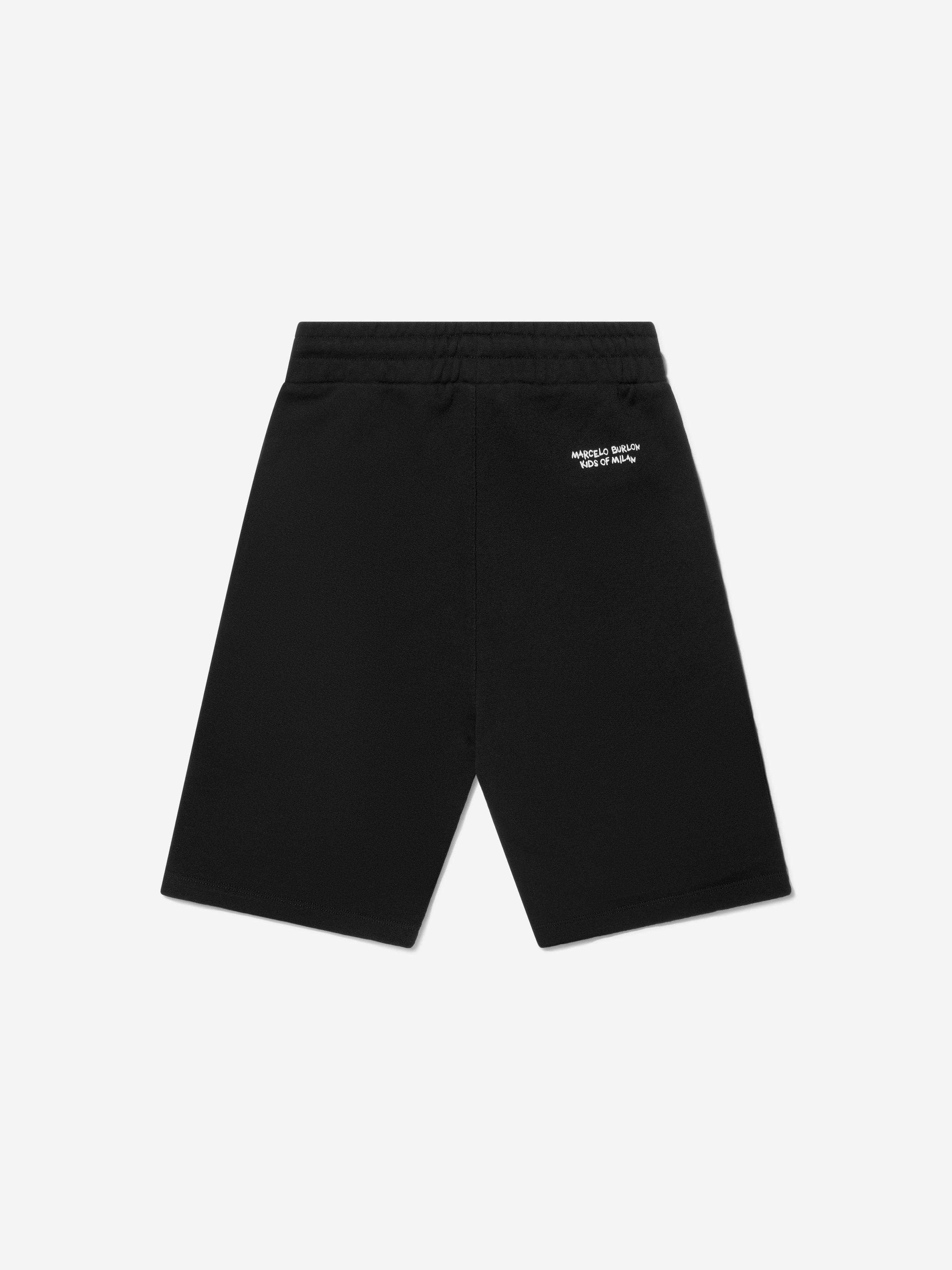 Marcelo Burlon Boys Cotton Logo Print Sweat Shorts