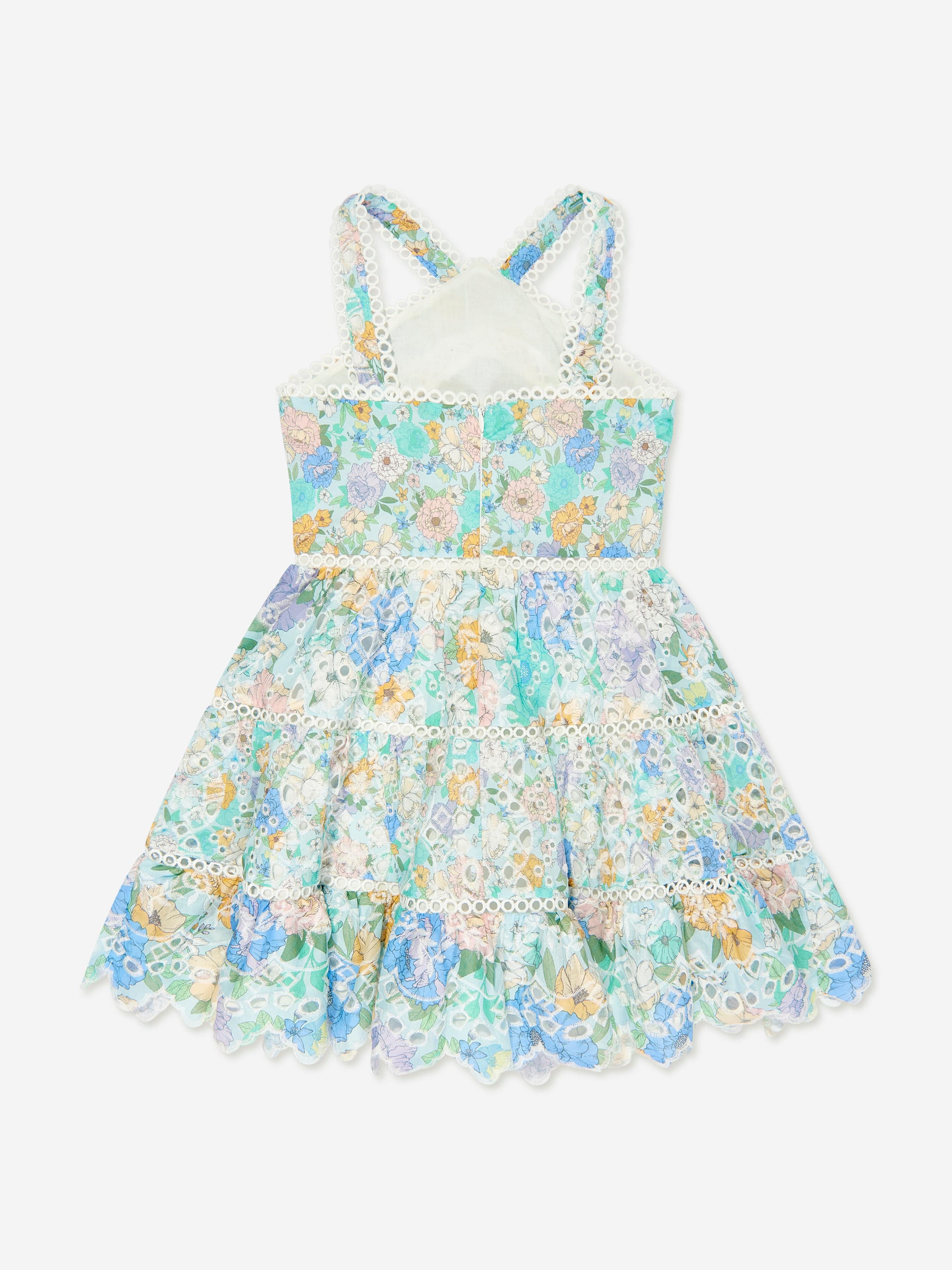 Marlo Girls Azure Embroidered Dress in Multicolour