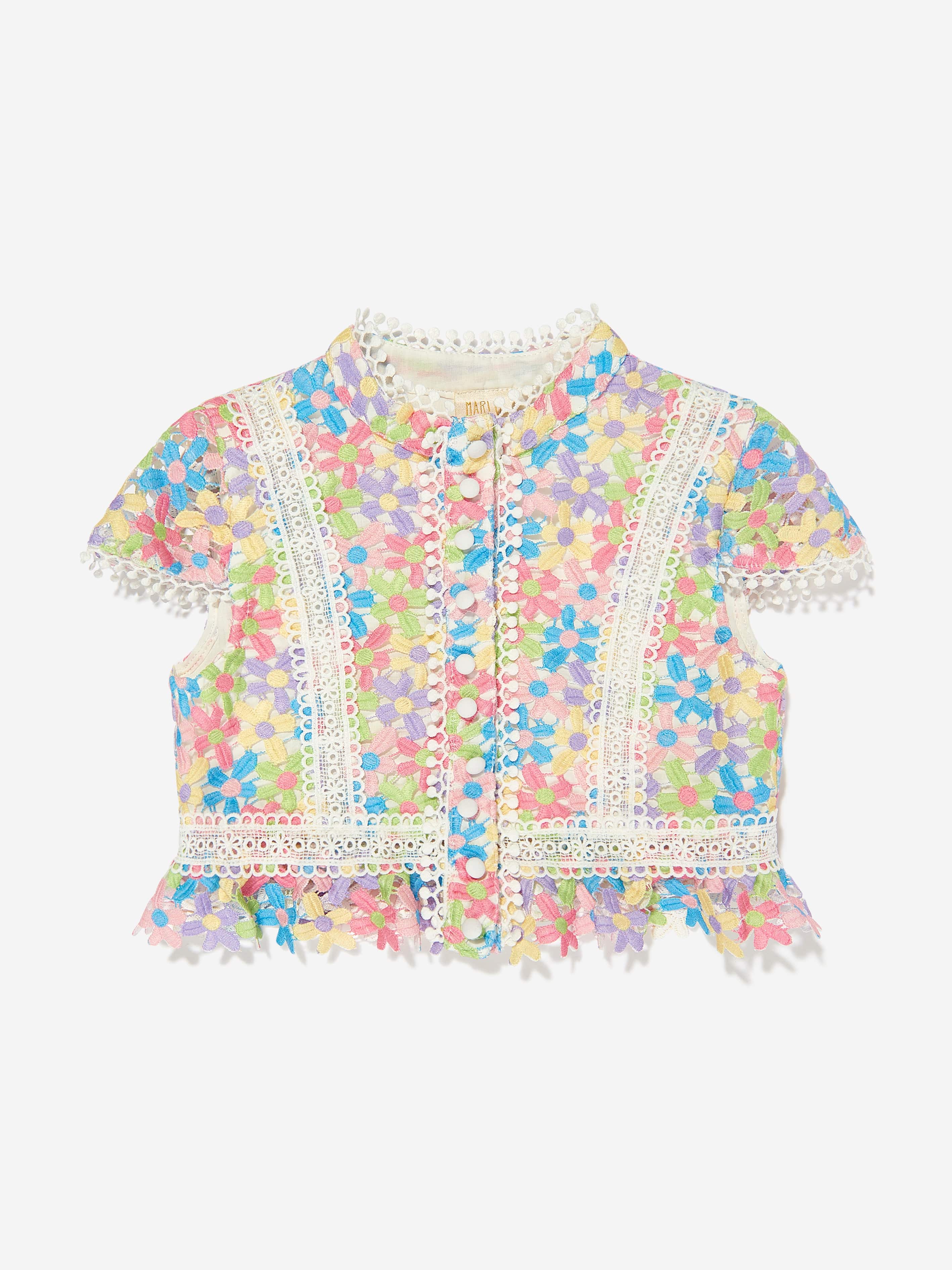 Marlo Girls Giselle Embroidered Top in Multicolour