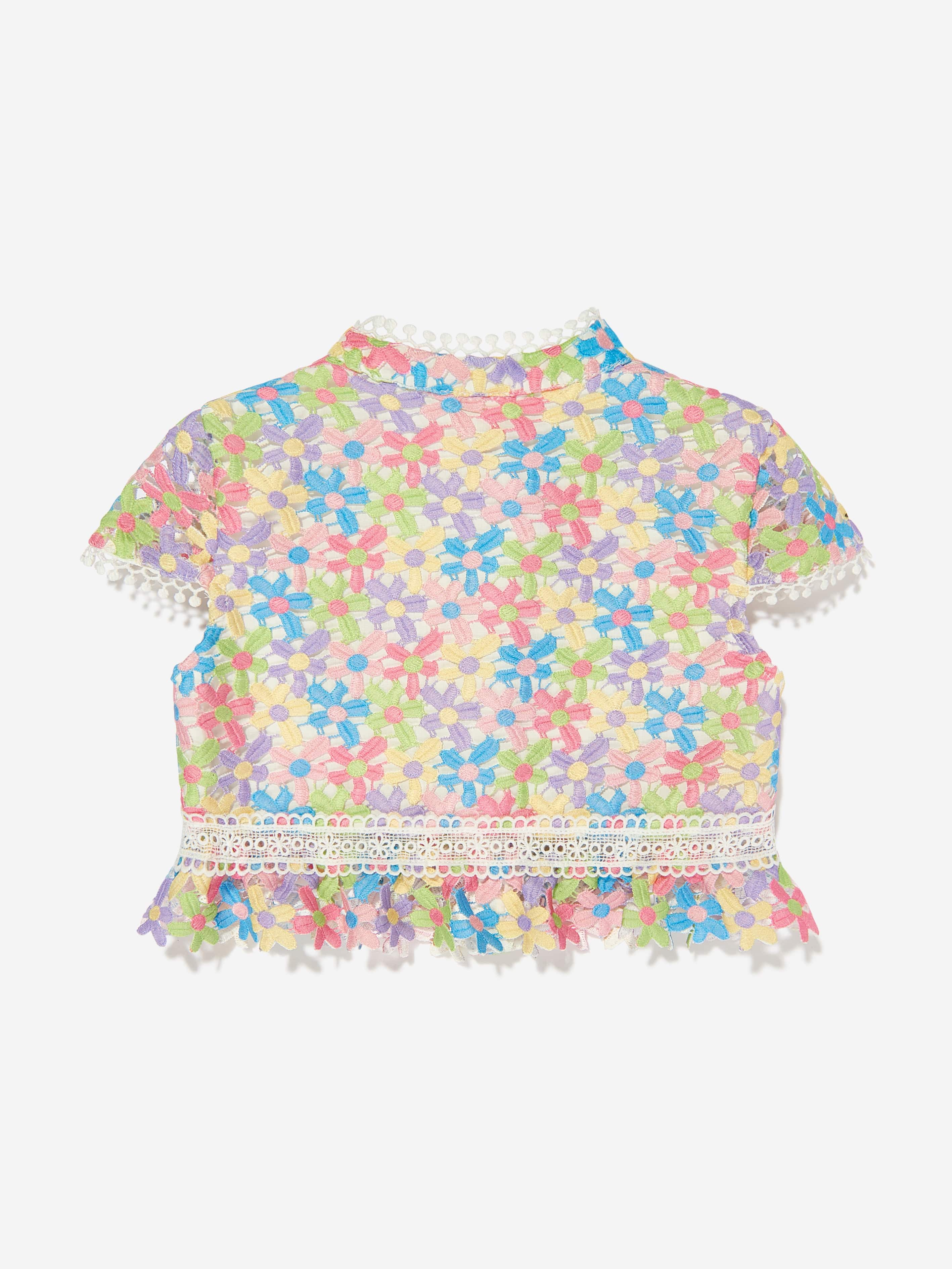 Marlo Girls Giselle Embroidered Top in Multicolour