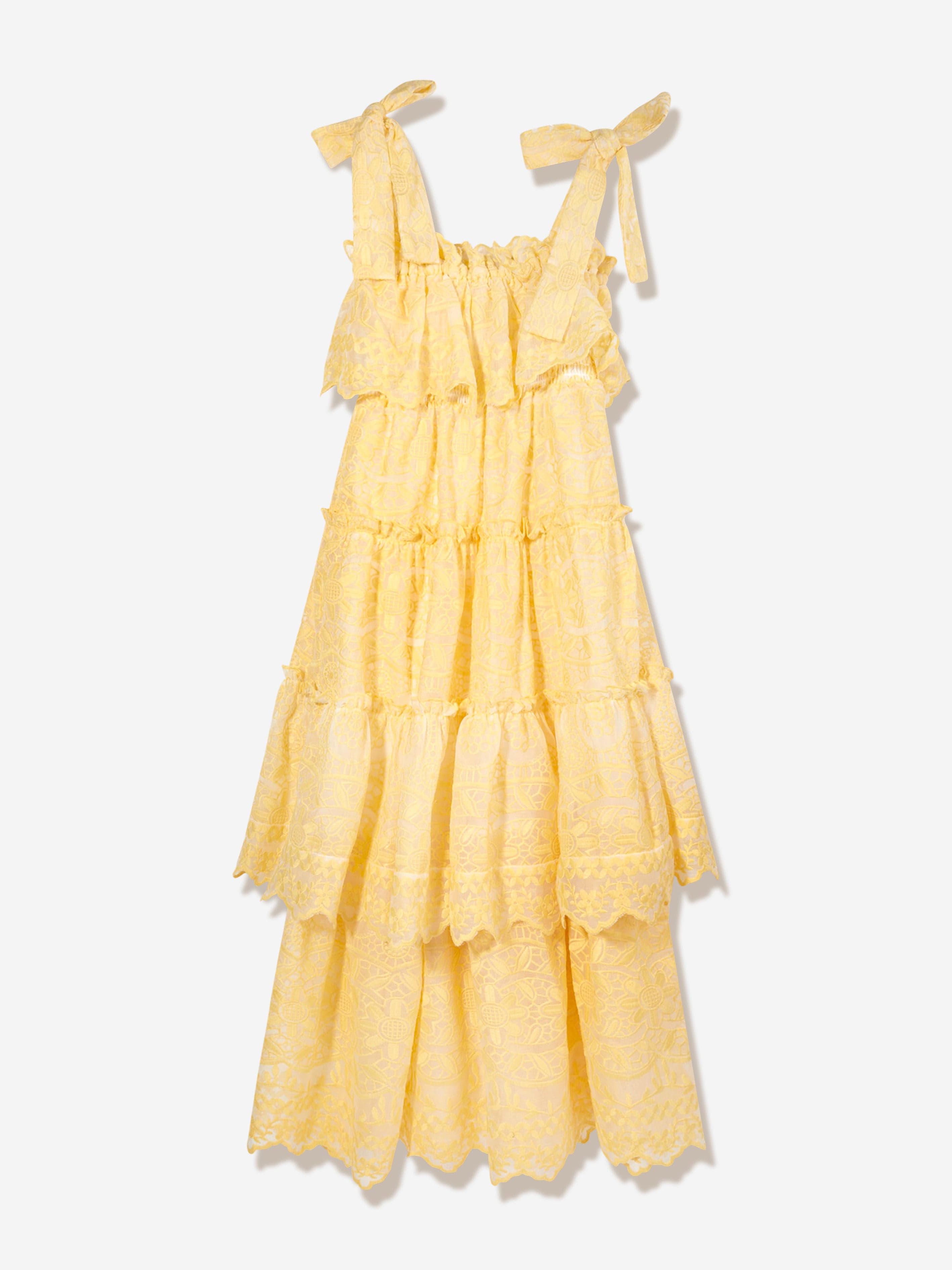 Marlo Girls Juniper Embroidered Maxi Dress in Yellow