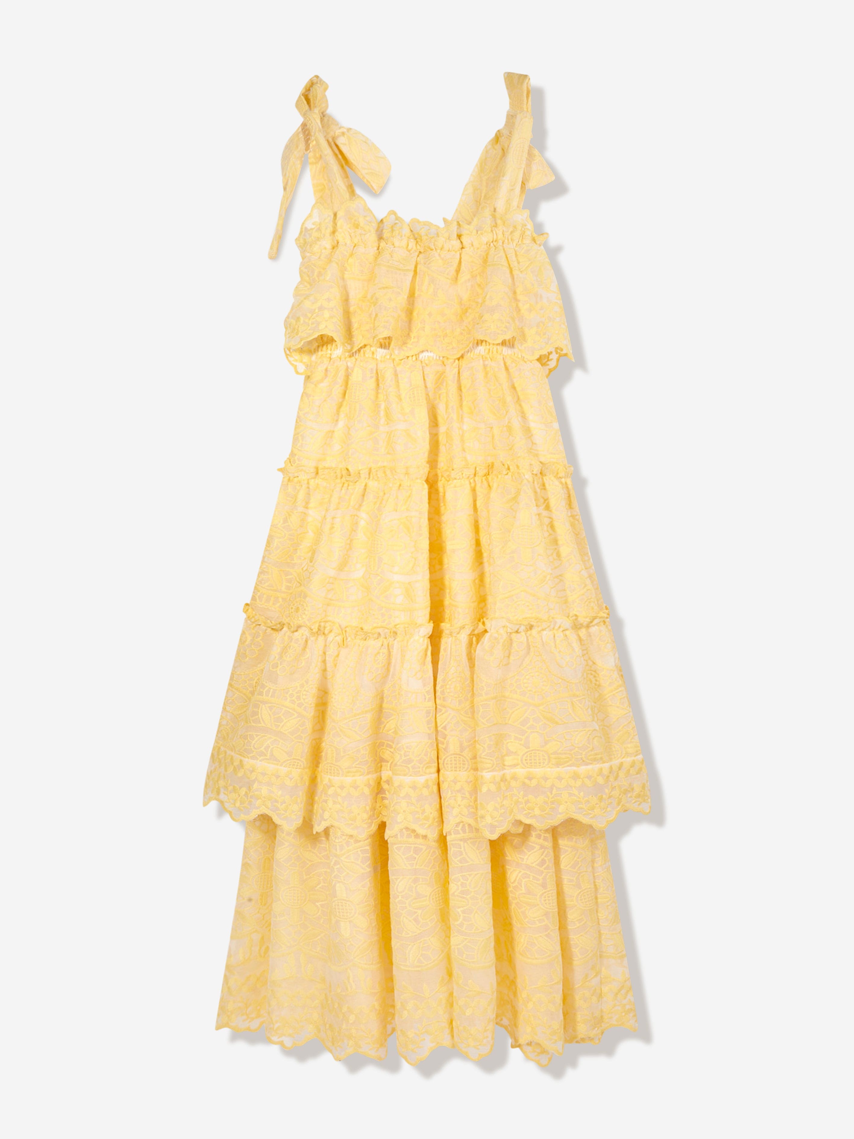 Marlo Girls Juniper Embroidered Maxi Dress in Yellow