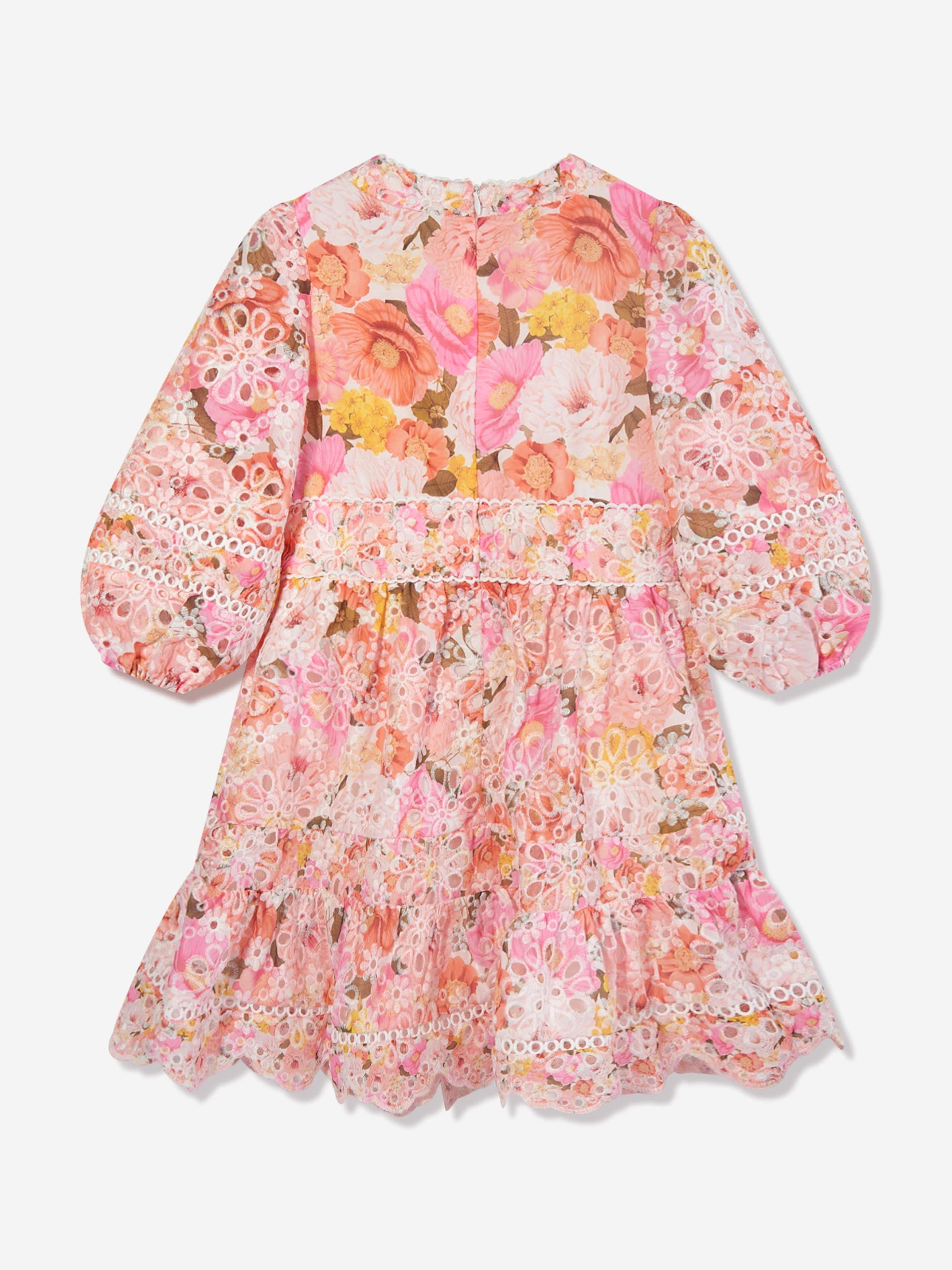 Marlo Girls Blossom Embroidered Dress in Multicolour