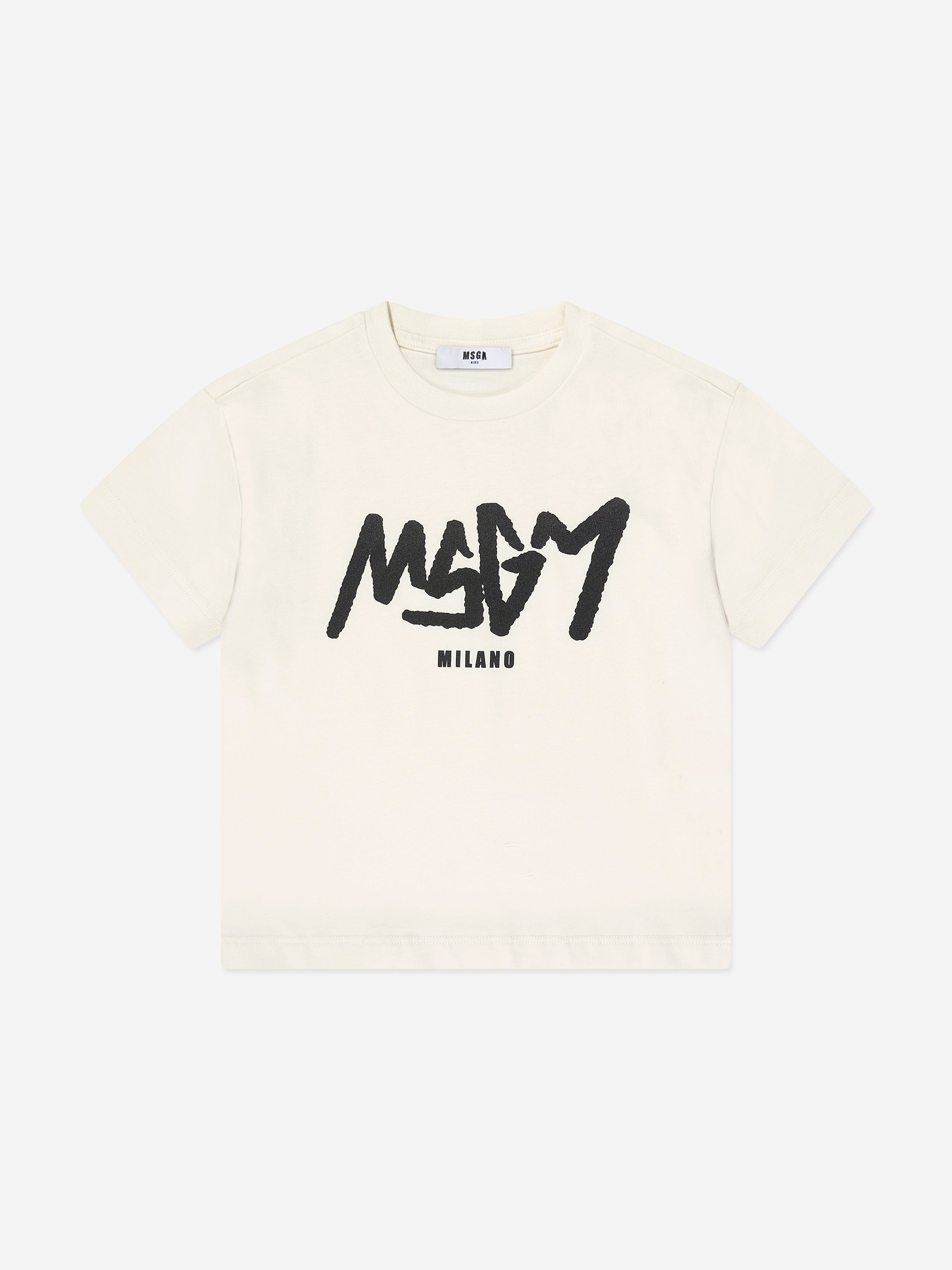 MSGM Boys Logo T-Shirt in Ivory