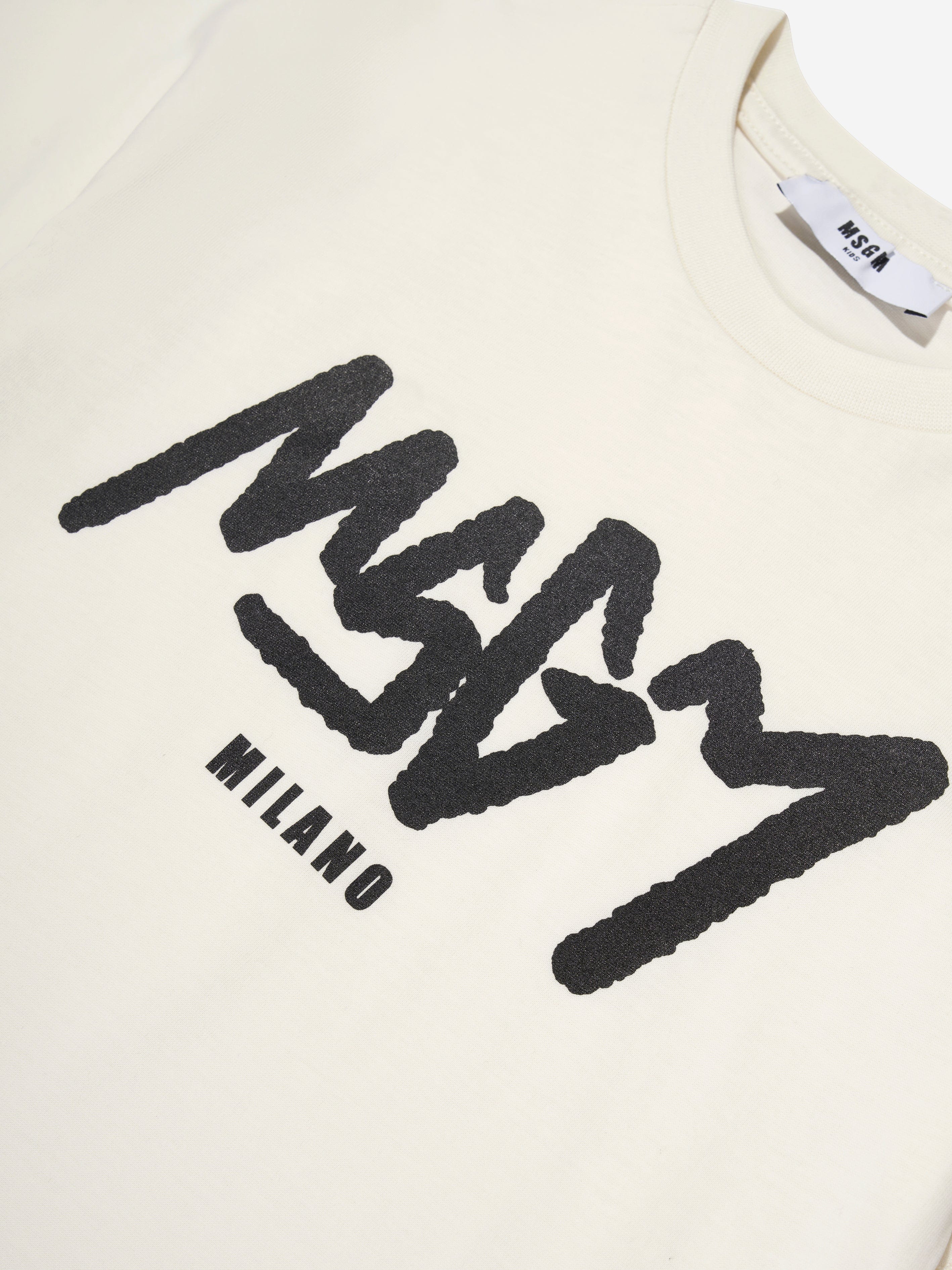 MSGM Boys Logo T-Shirt in Ivory