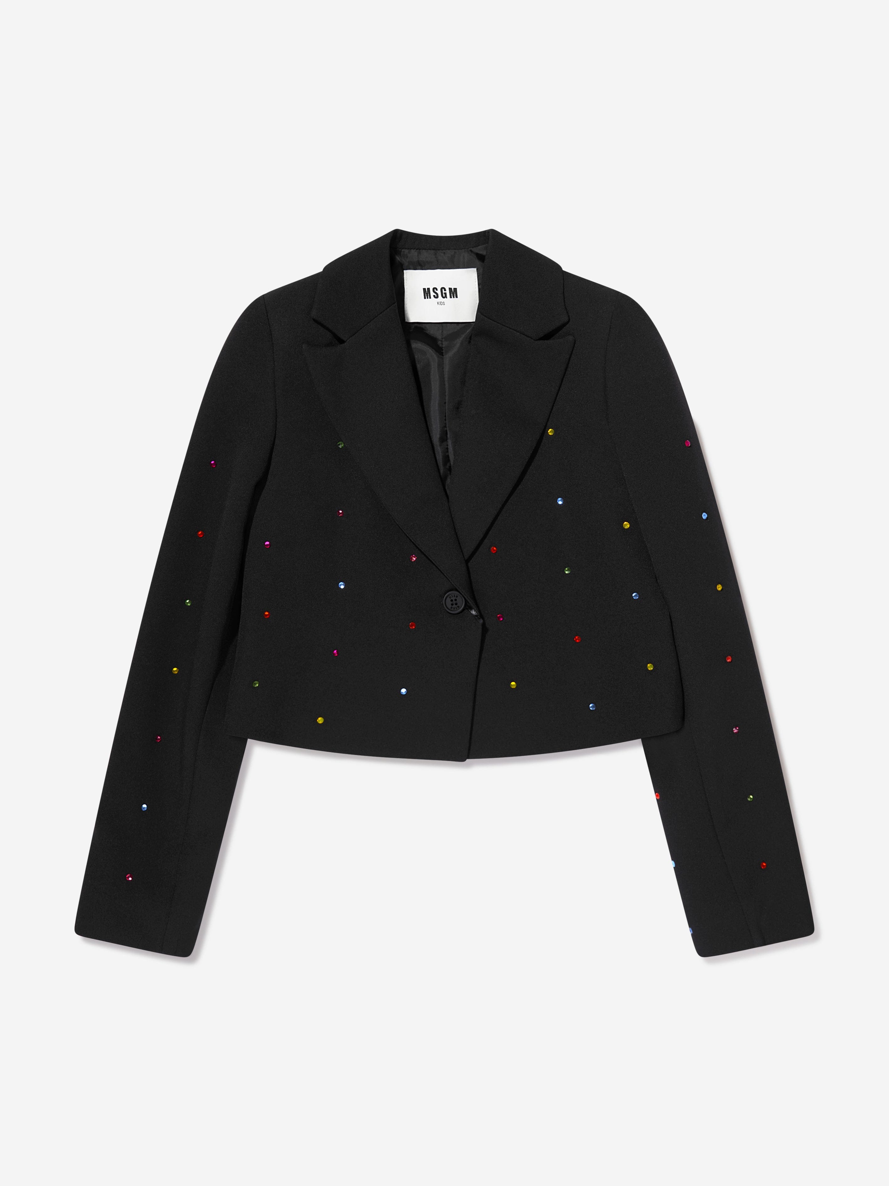 MSGM Girls Cropped Tech Fabric Blazer in Black