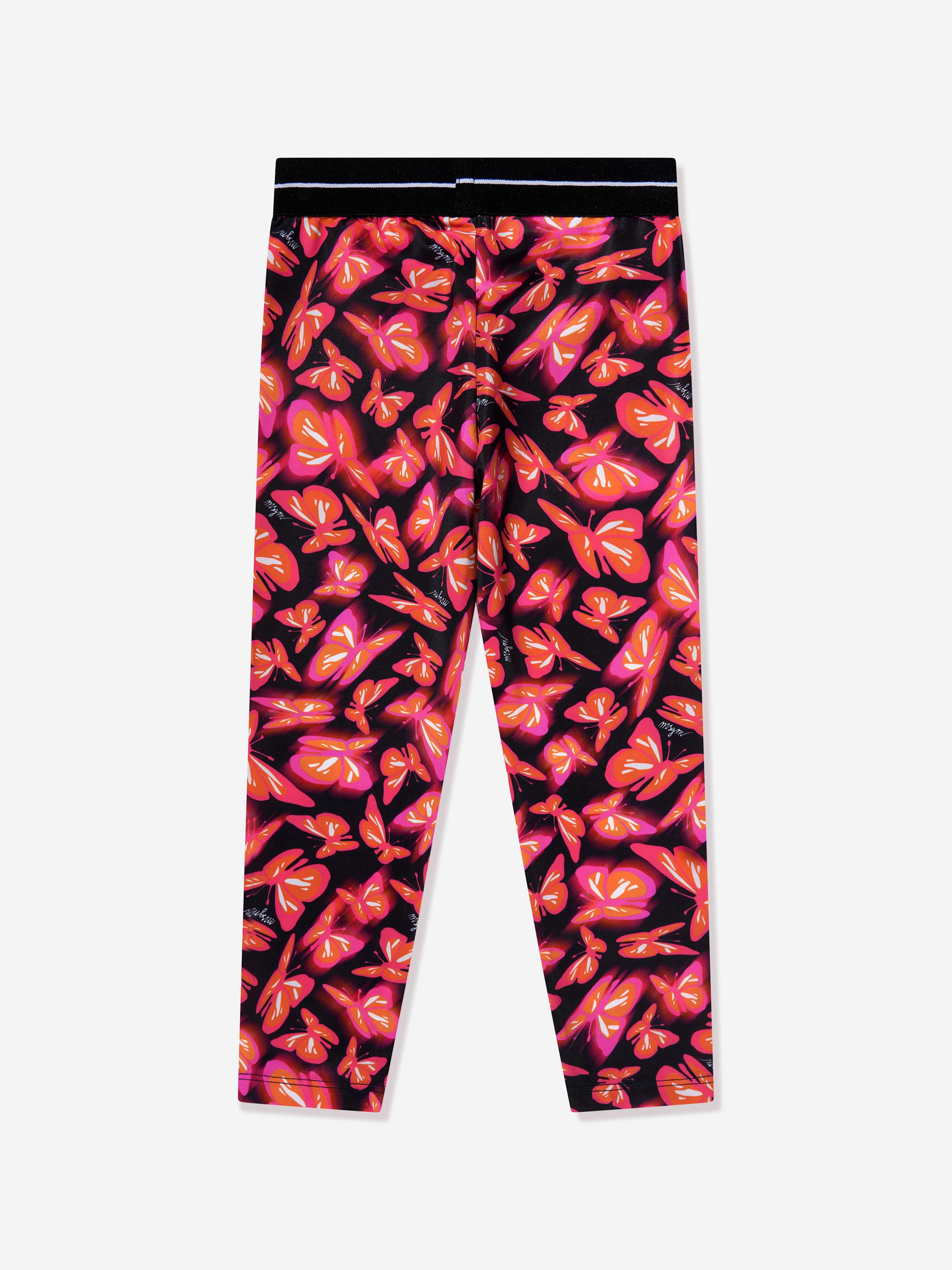 MSGM Girls Butterfly Leggings in Pink