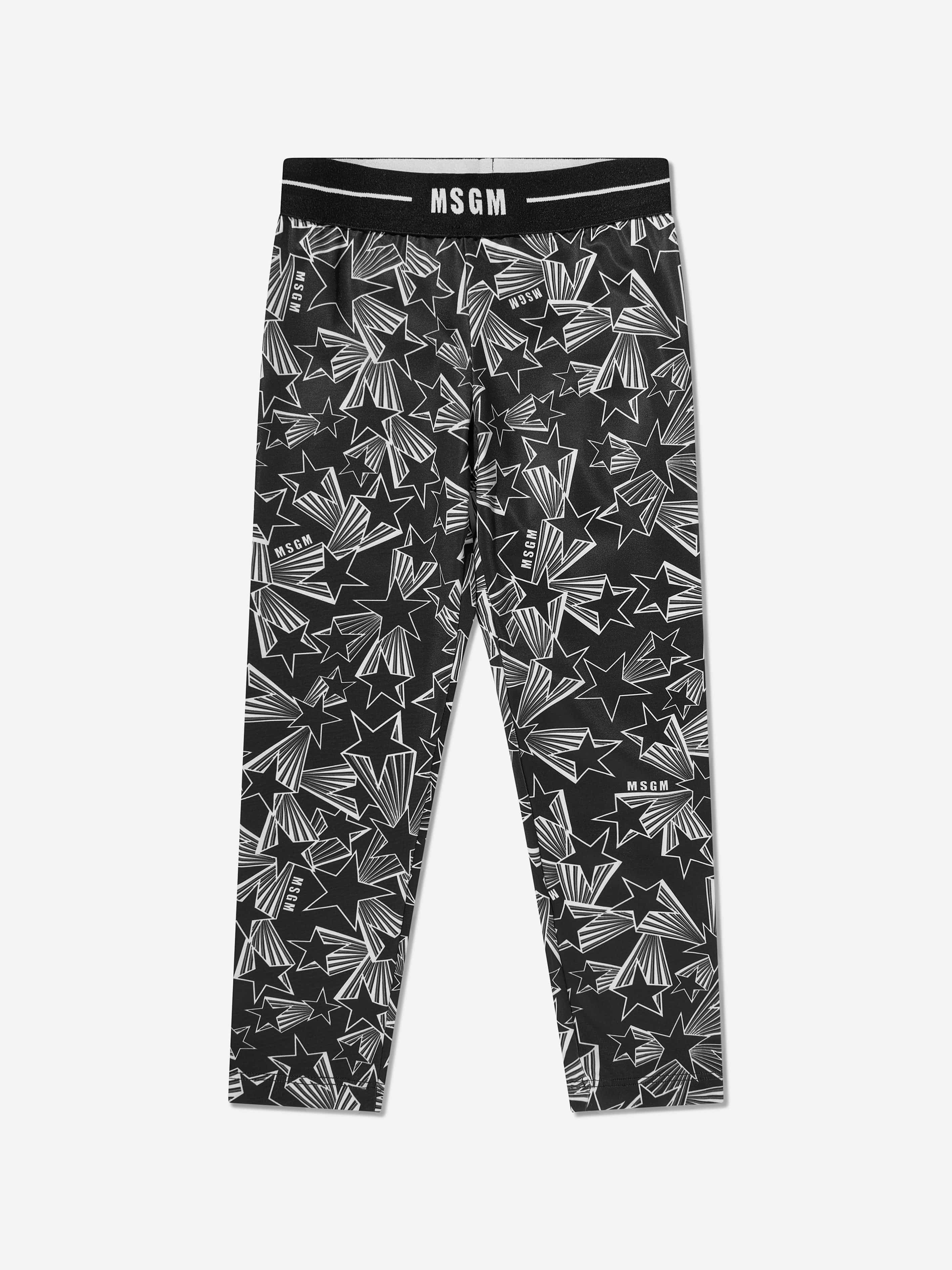 MSGM Girls Star Leggings in Black