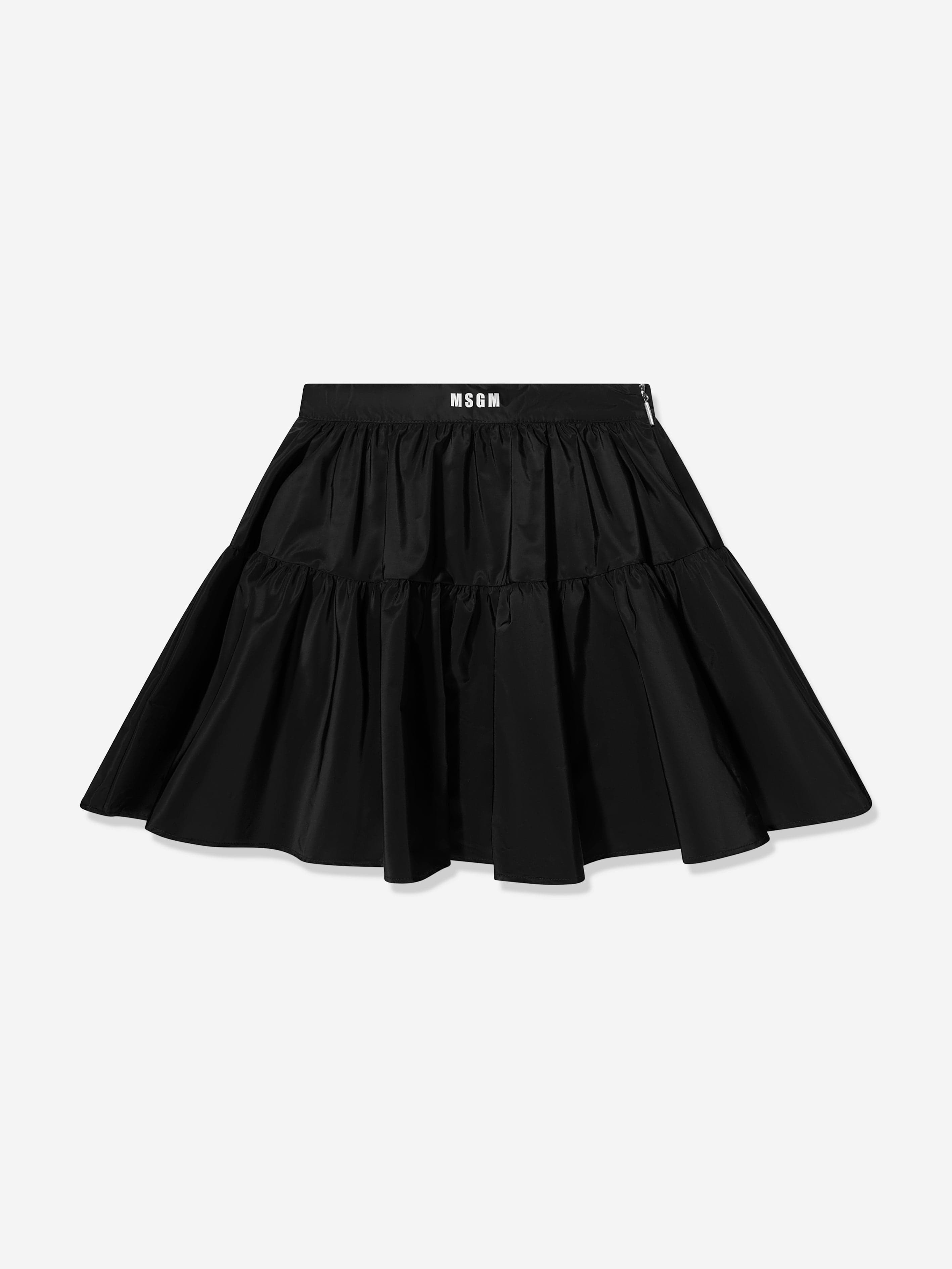 MSGM Girls Taffeta Skirt in Black