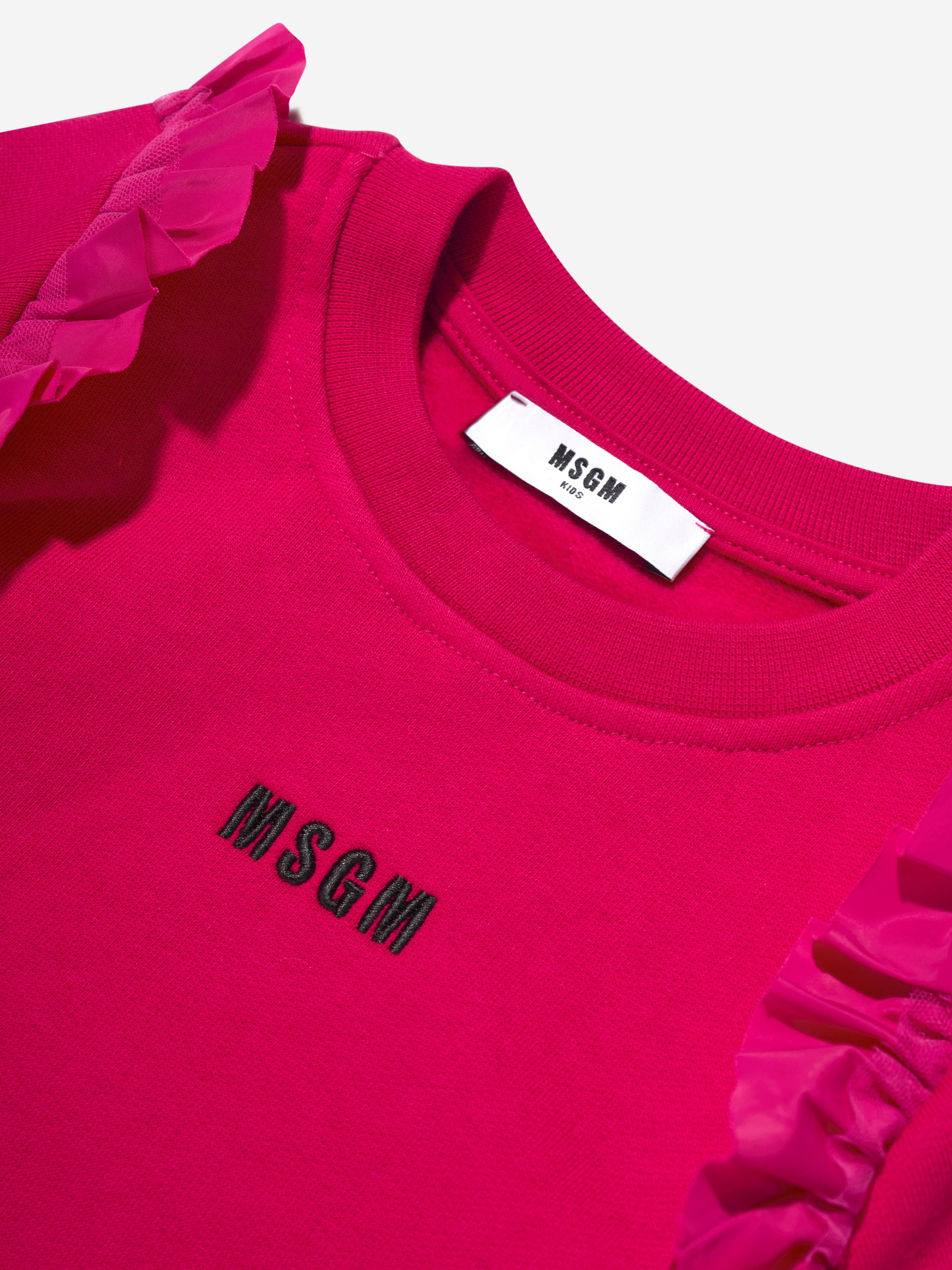 MSGM Girls Frilly Sweatshirt in Pink