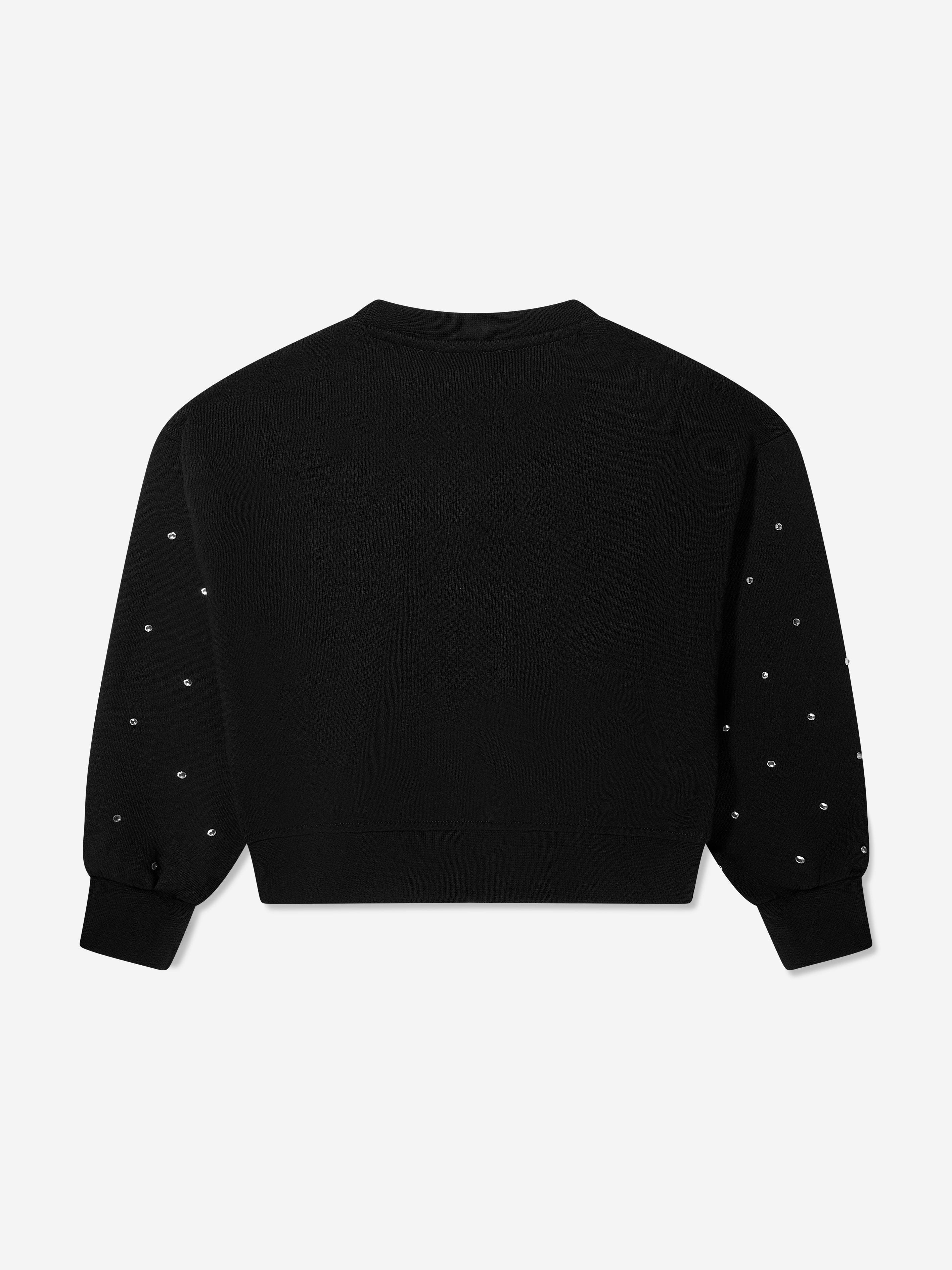 MSGM Girls Diamante Logo Sweatshirt in Black