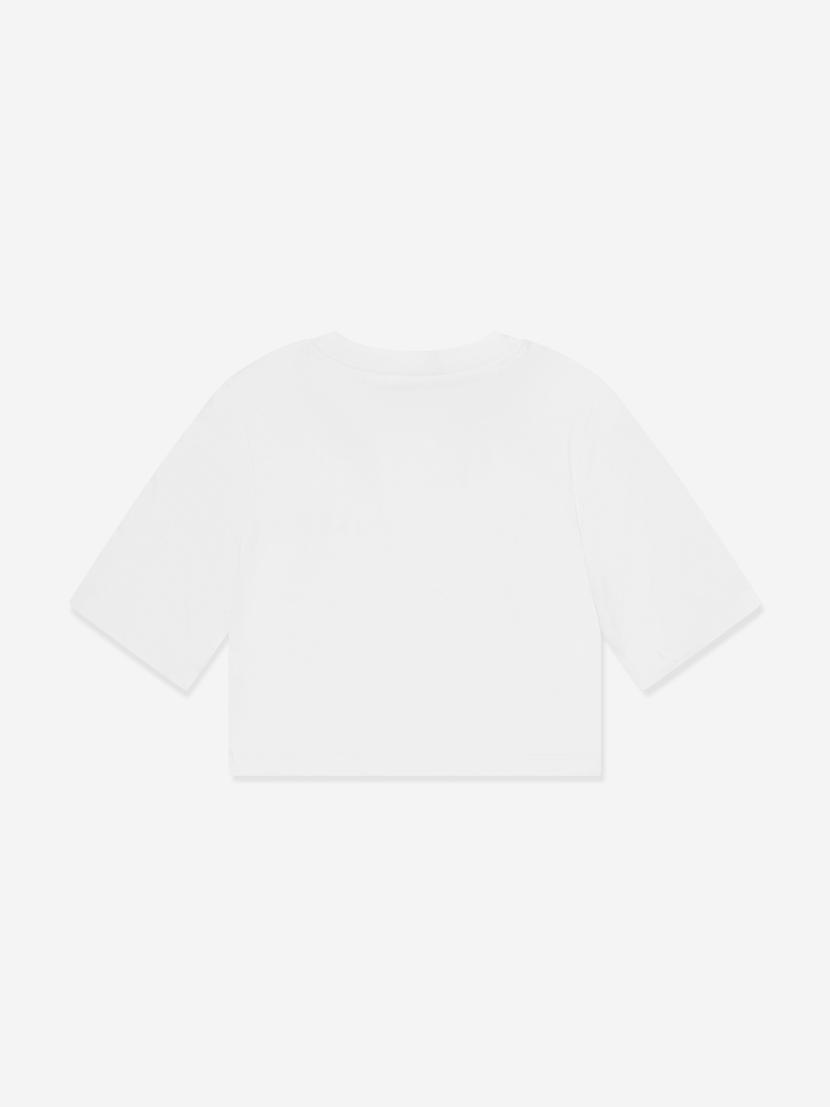 MSGM Girls Cropped Logo T-Shirt in White