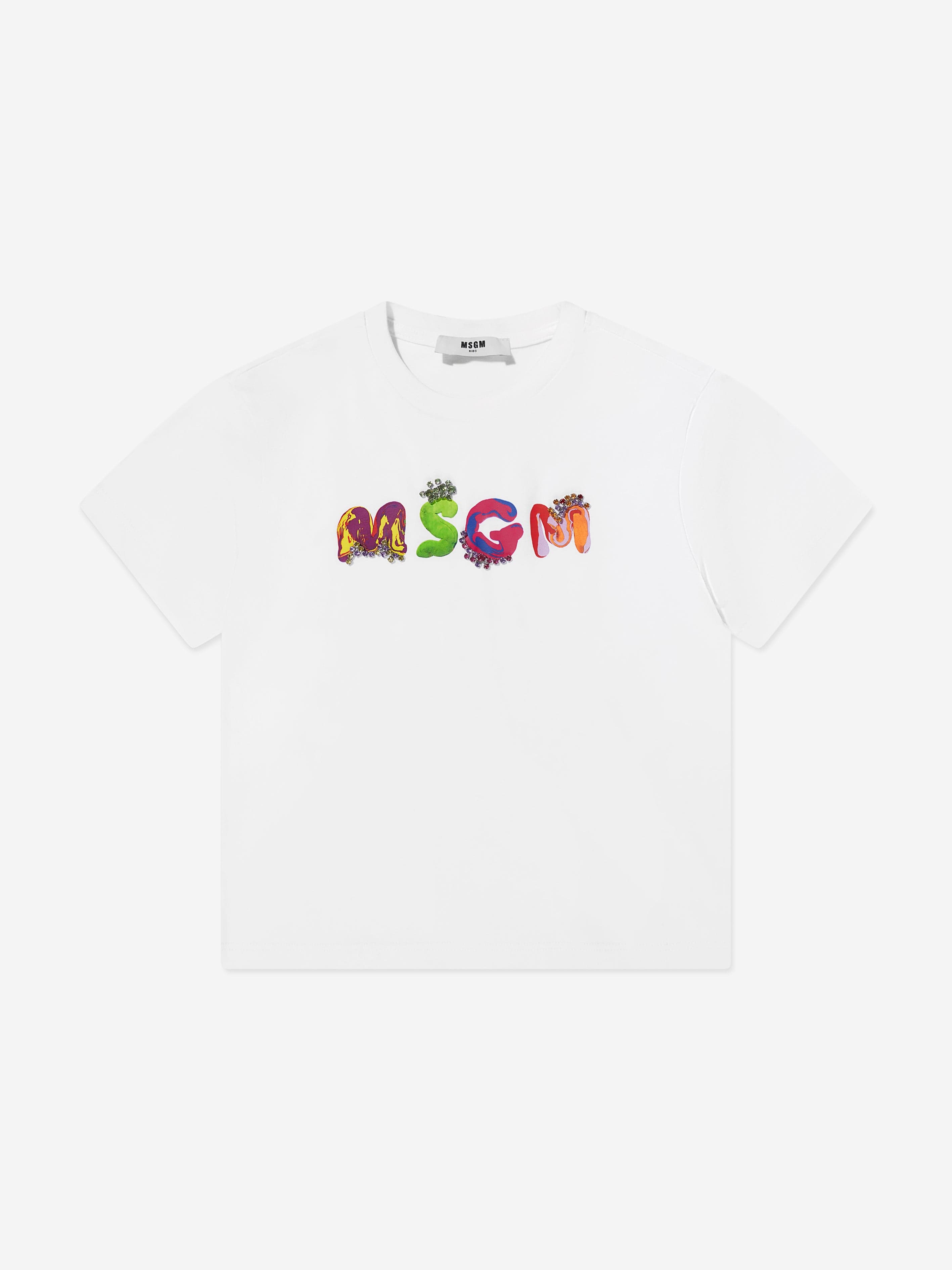 MSGM Girls Logo T-Shirt in White