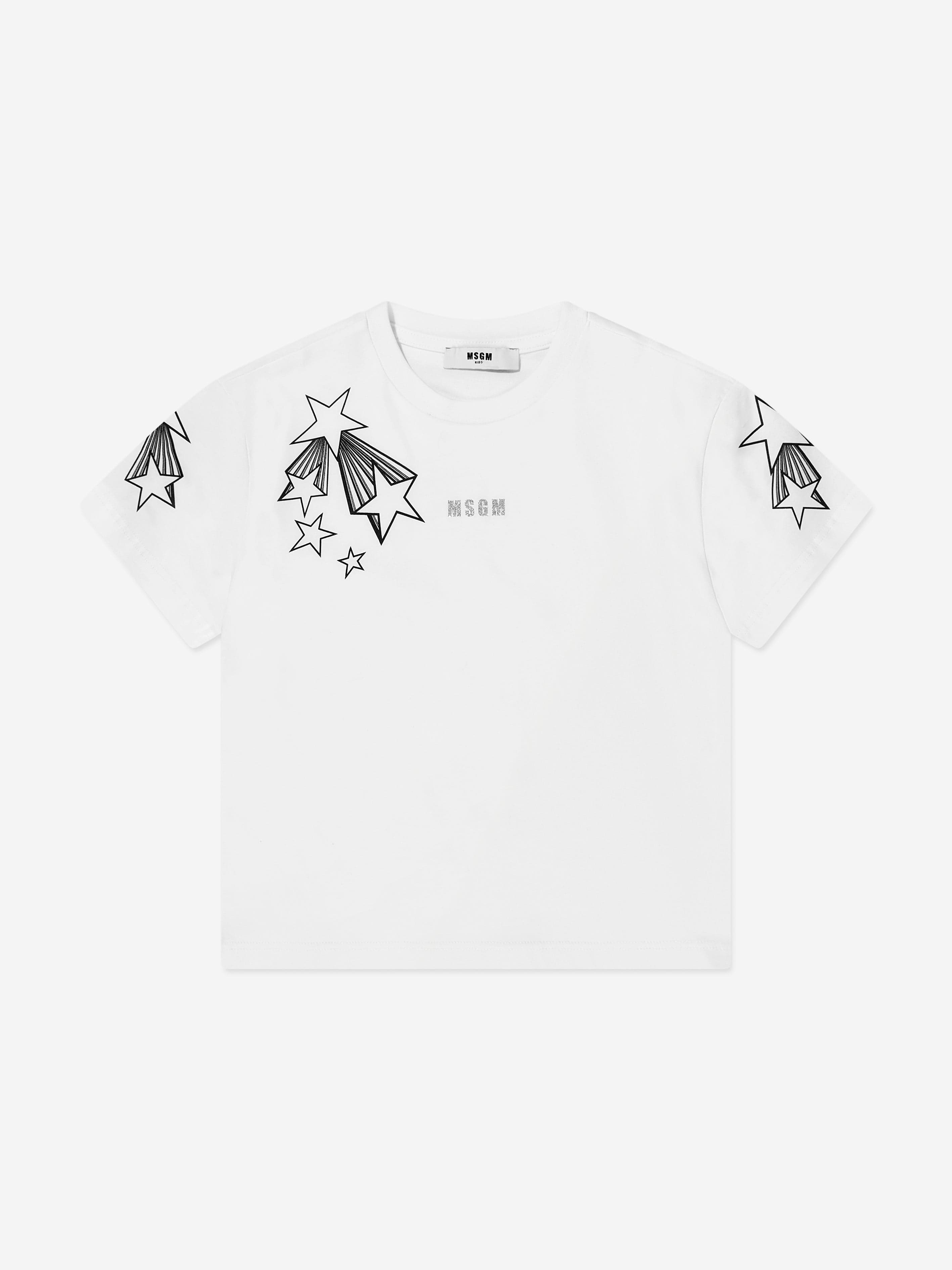 MSGM Girls Logo Stars T-Shirt in White