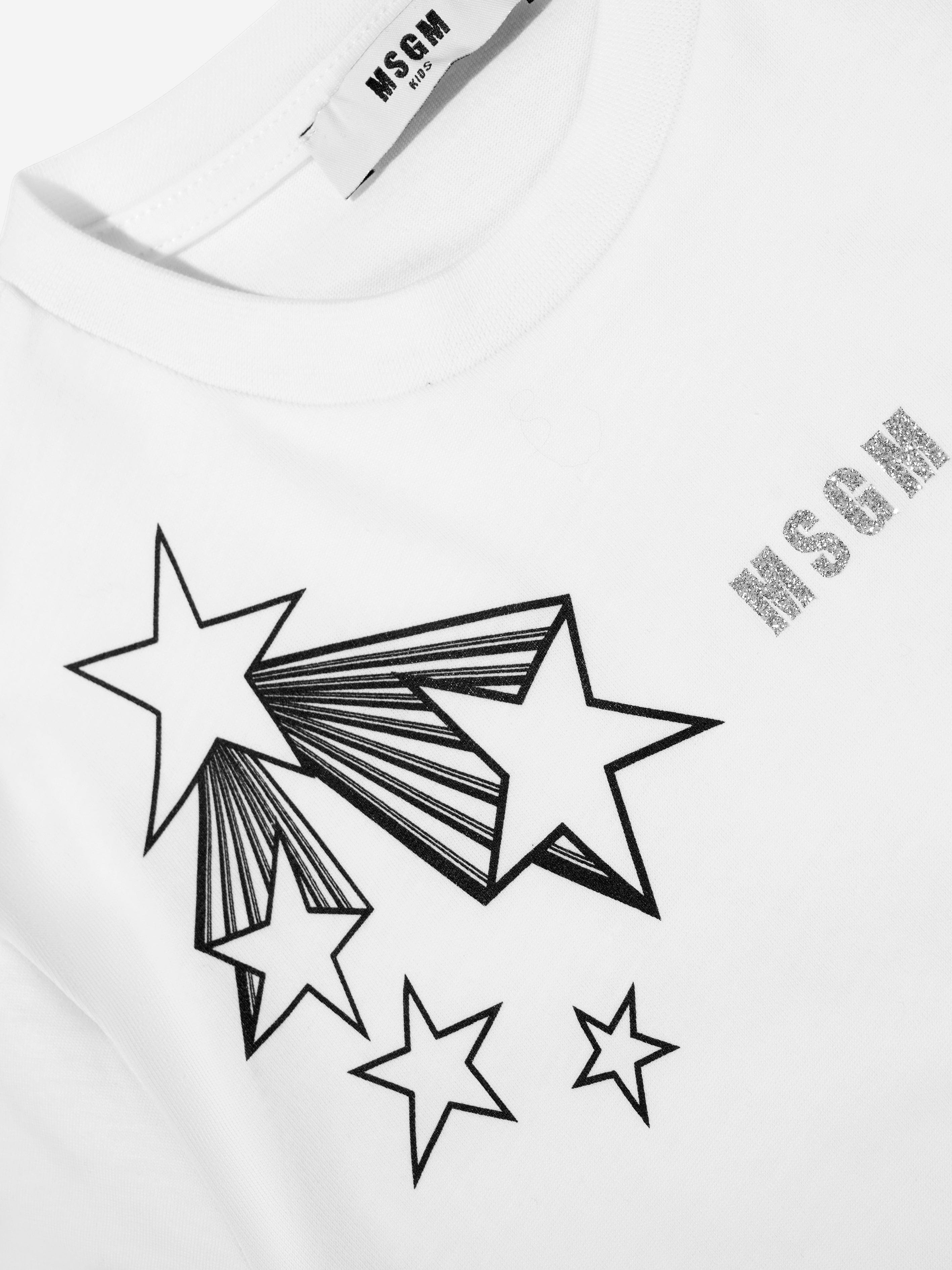 MSGM Girls Logo Stars T-Shirt in White