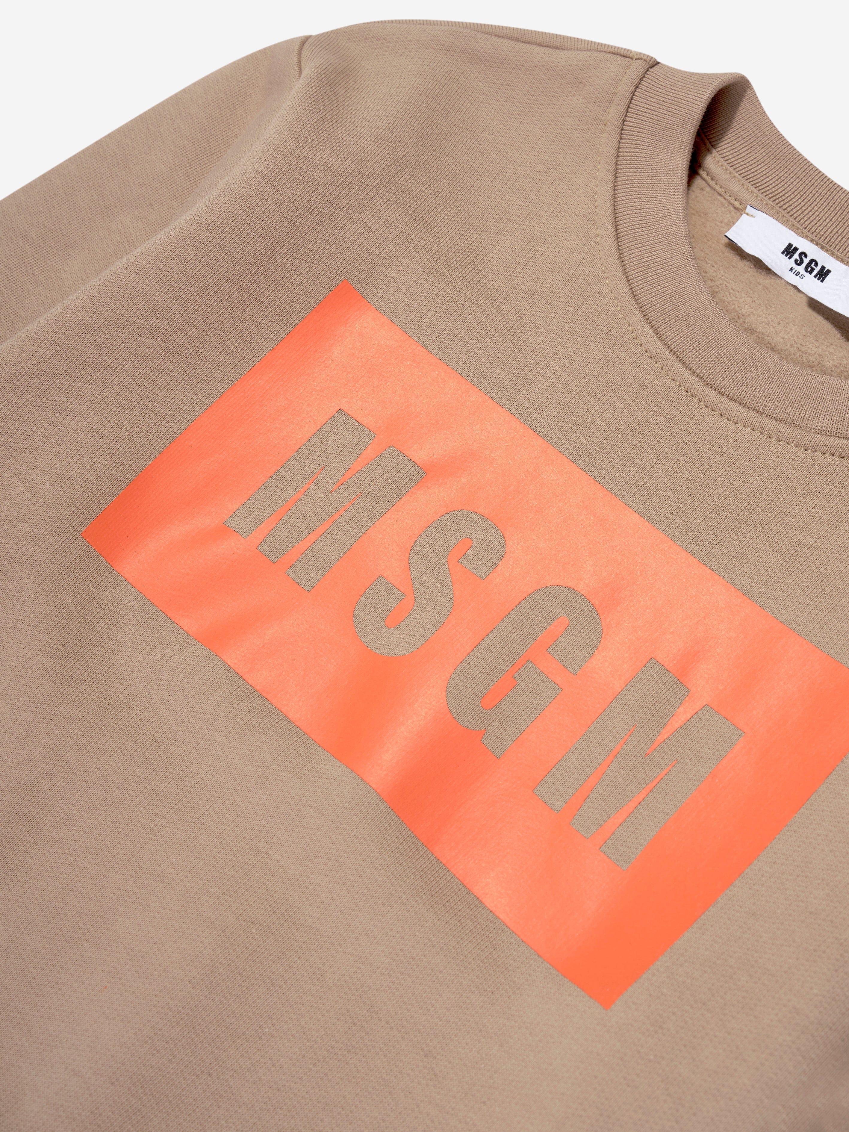 MSGM Kids Logo Sweatshirt in Beige