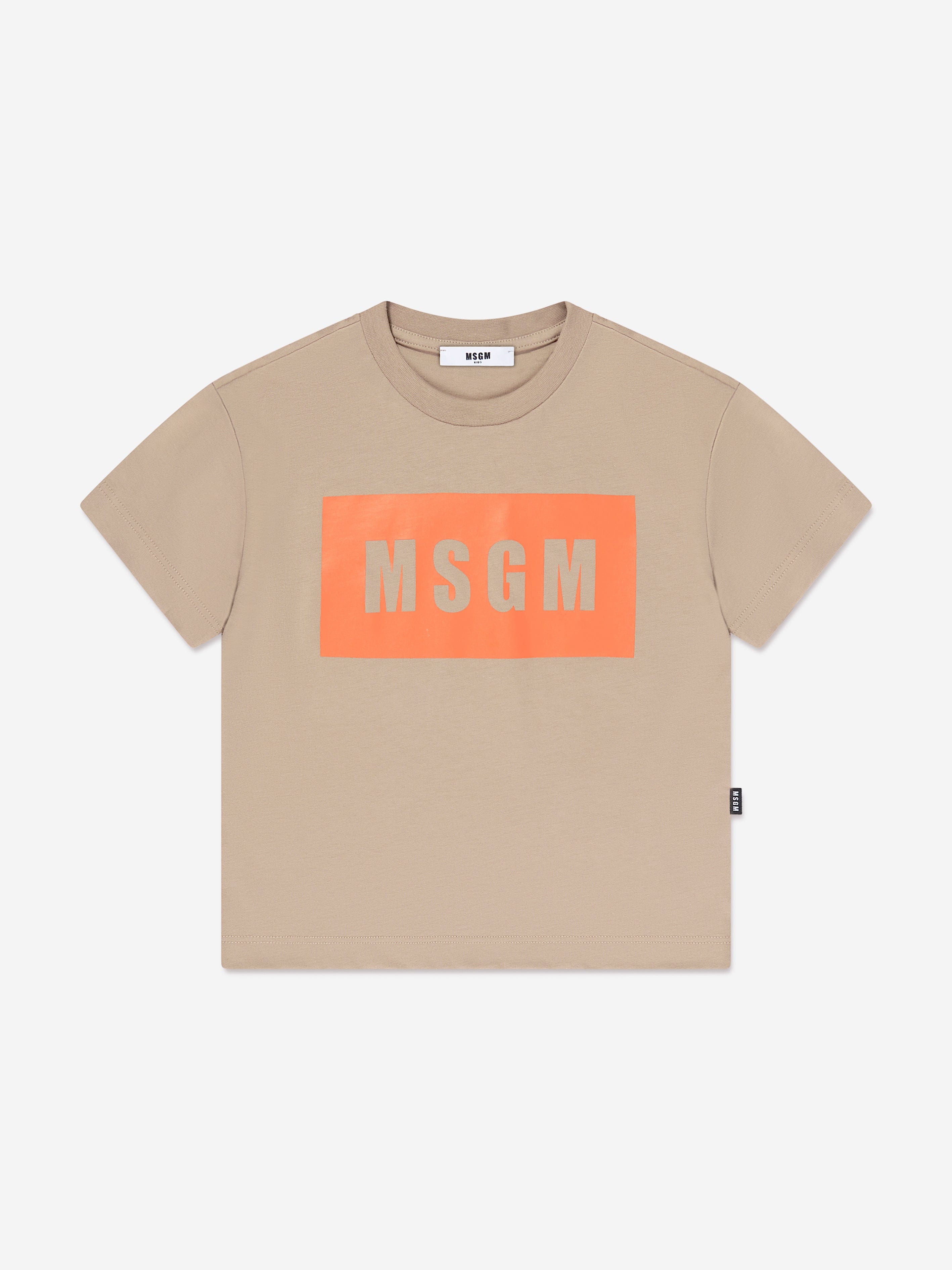 MSGM Kids Logo T-Shirt in Beige