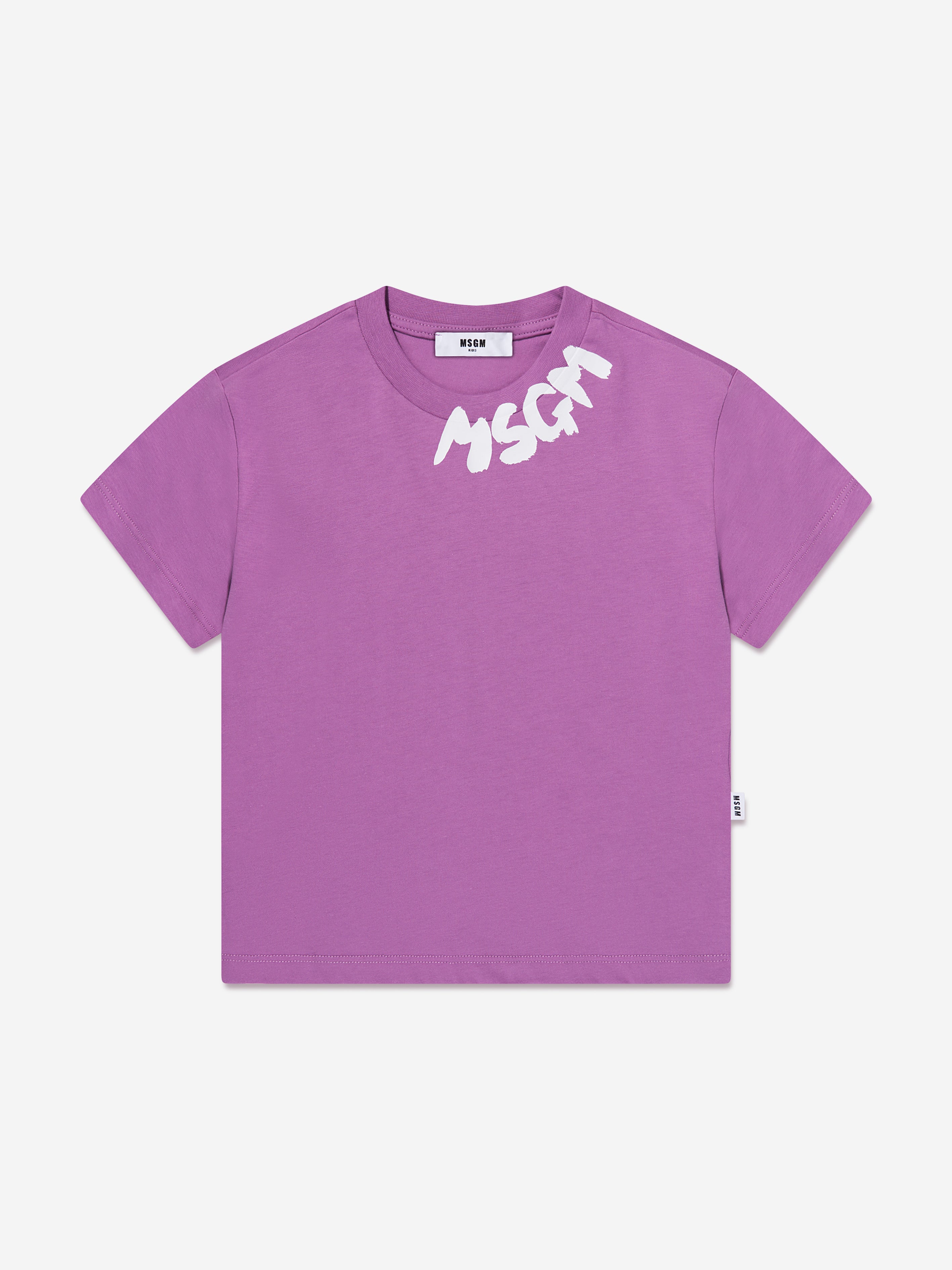 MSGM Kids Logo T-Shirt in Purple