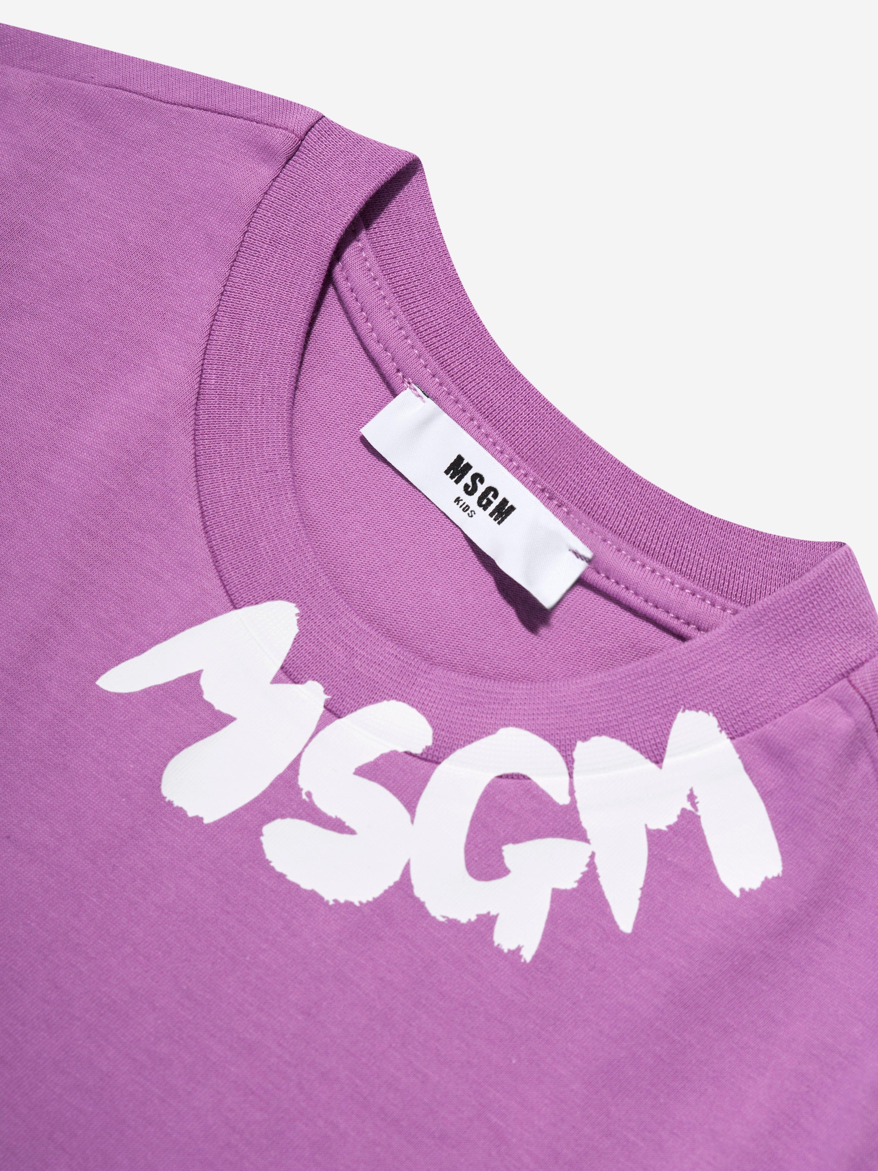 MSGM Kids Logo T-Shirt in Purple