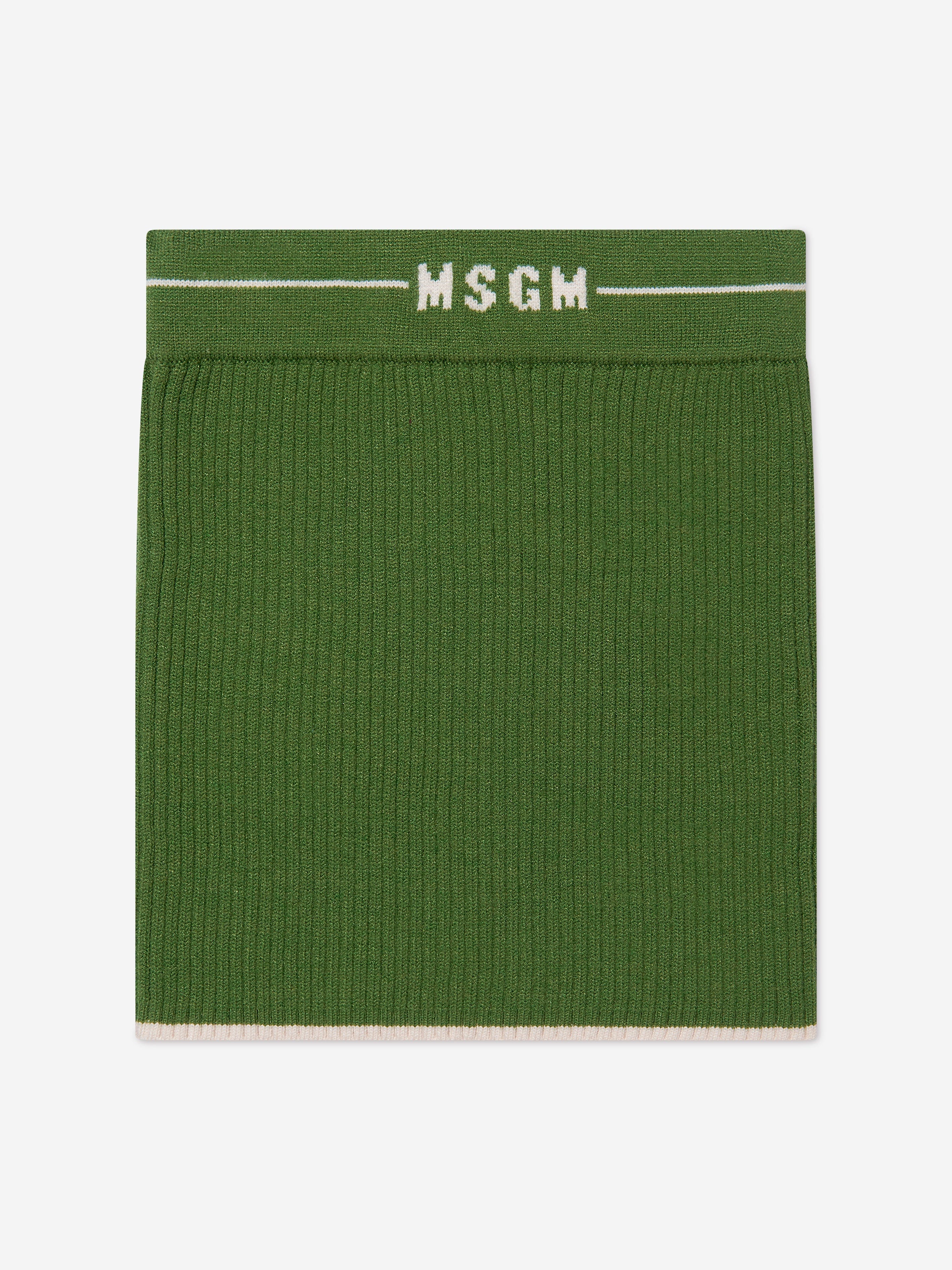 MSGM Girls Wool Knitted Logo Skirt