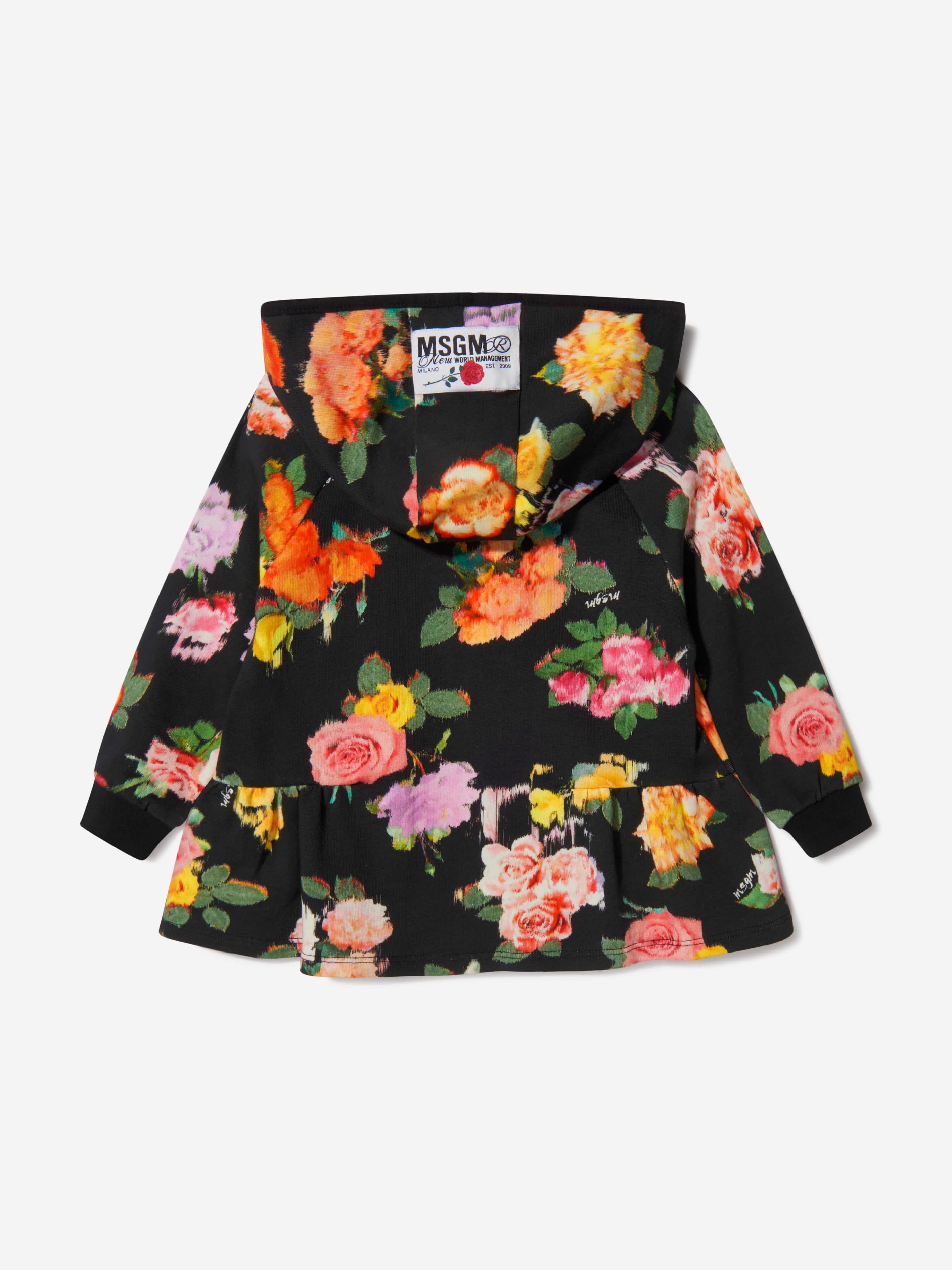 MSGM Baby Girls Floral Print Hooded Sweater Dress