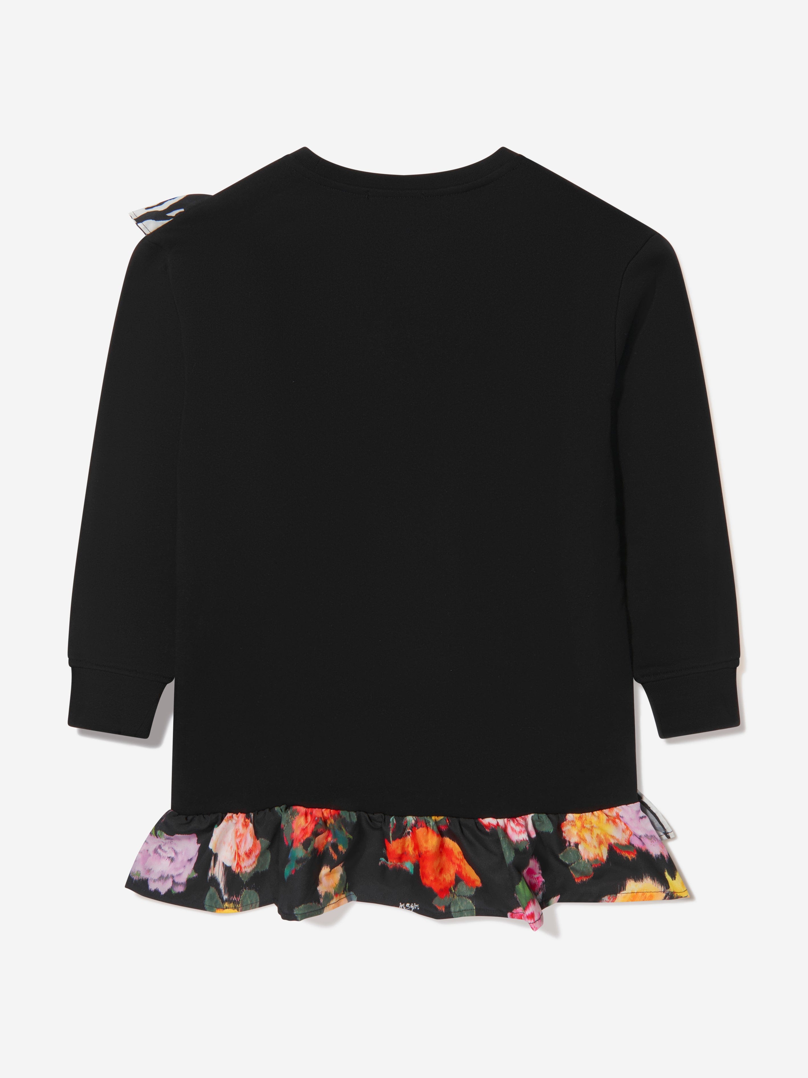 MSGM Girls Frill Trim Floral Sweater Dress