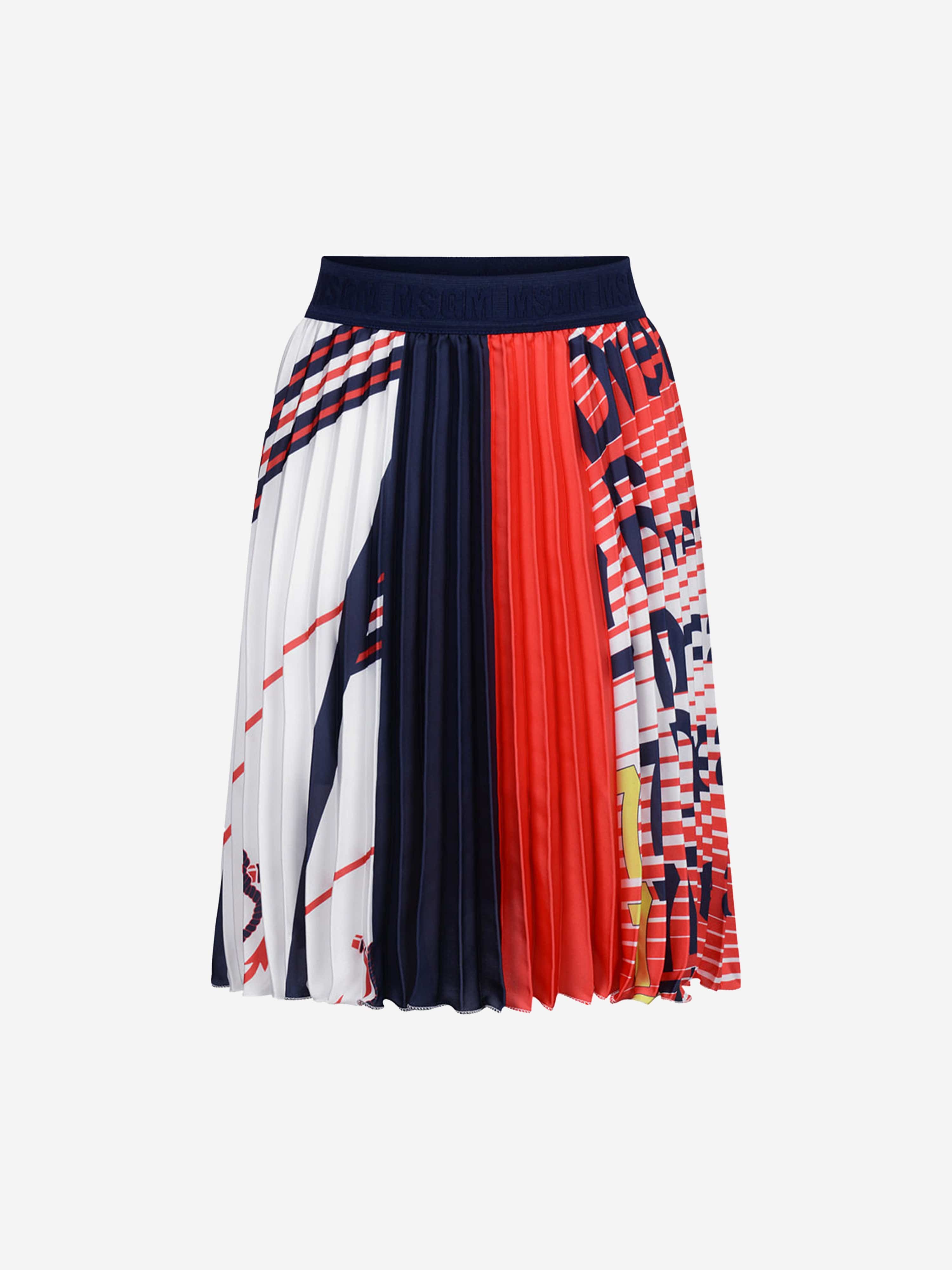 MSGM Girls Skirt - & Navy Pleated Skirt