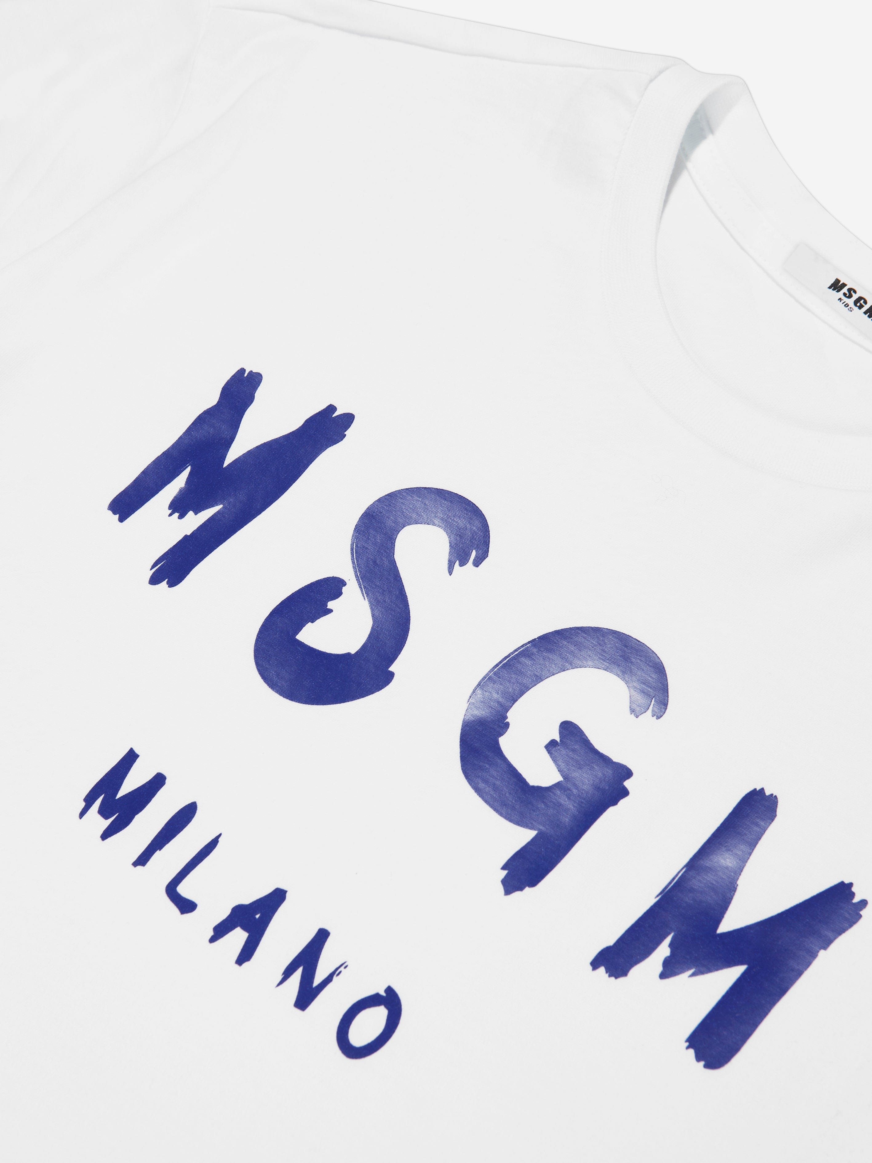 MSGM Kids Logo Print T-Shirt in White