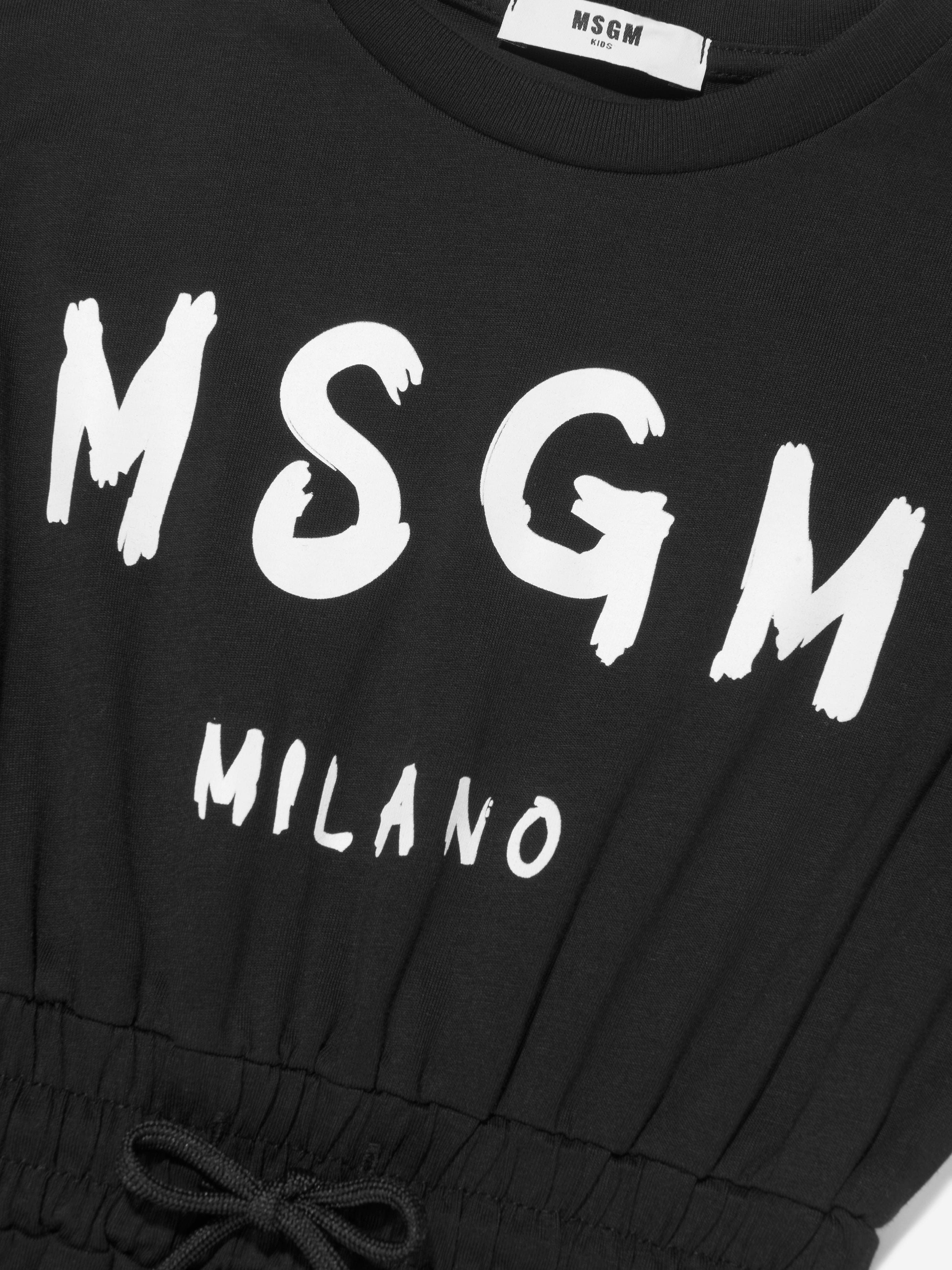 MSGM Girls Sleeveless T-Shirt Dress in Black