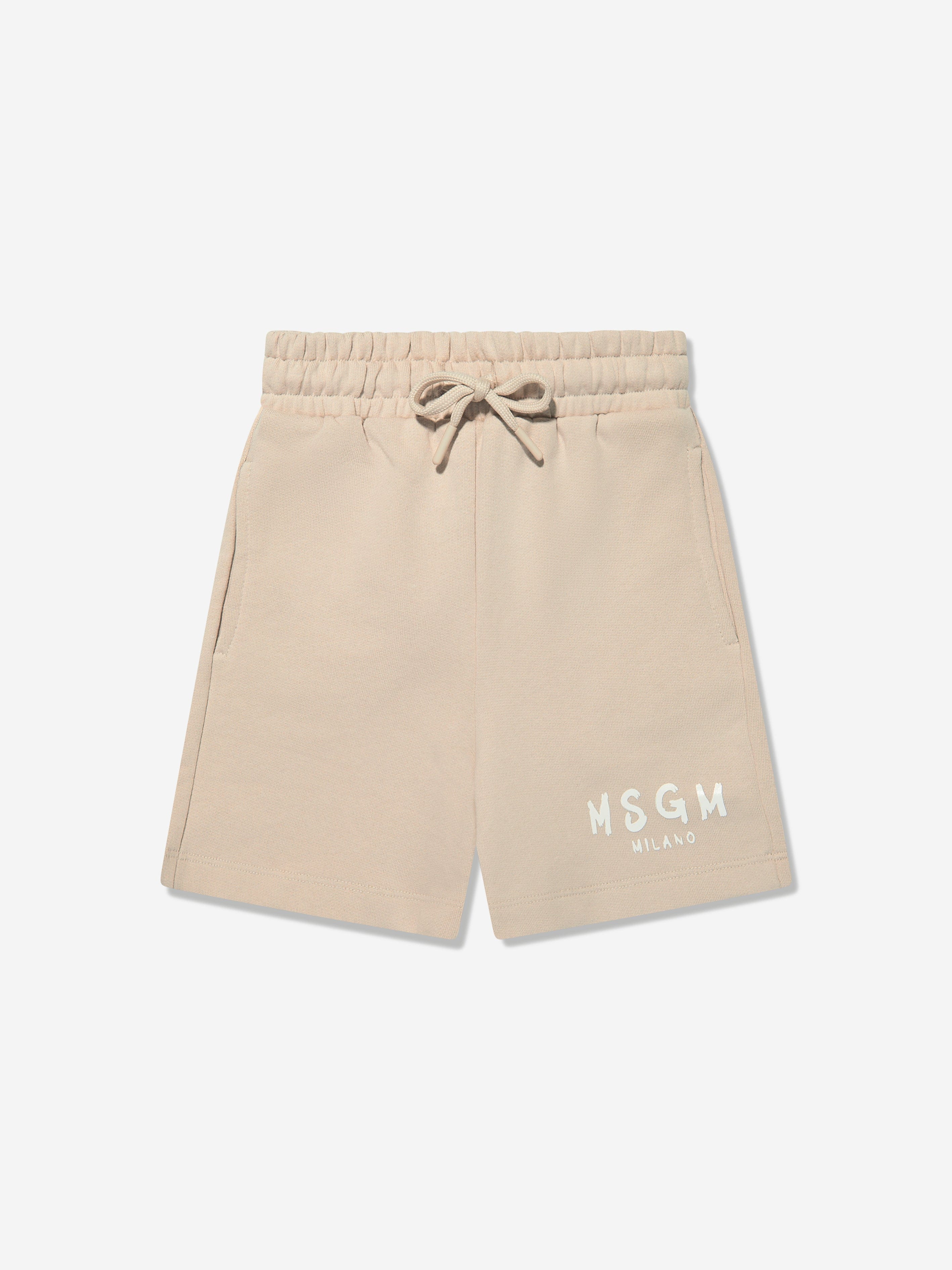 MSGM Kids Fleece Bermuda Shorts in Beige