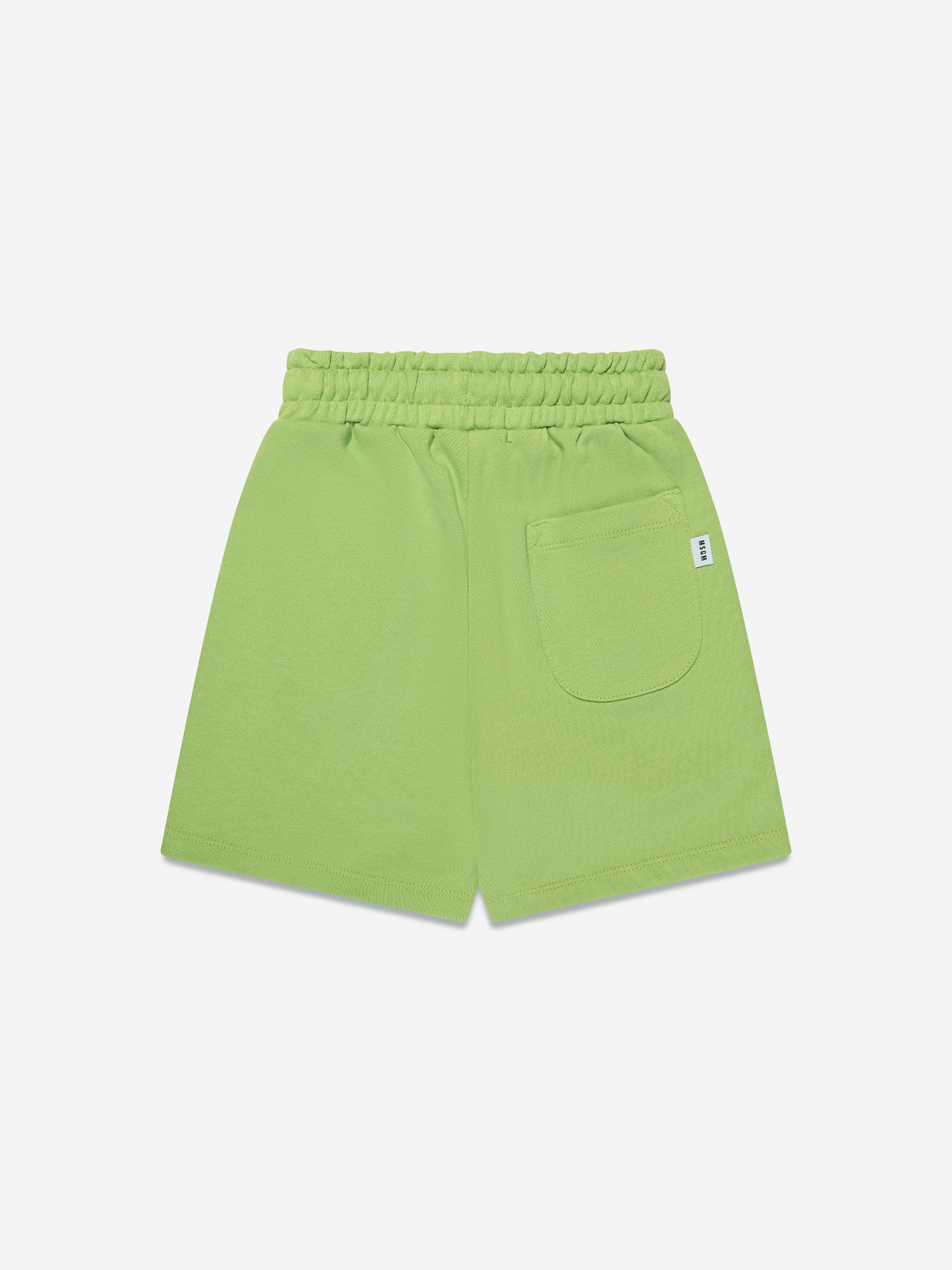 MSGM Kids Fleece Bermuda Shorts in Green